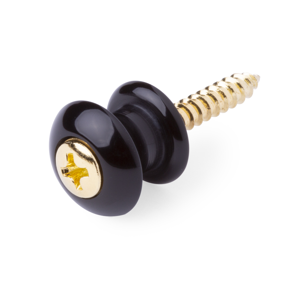 Waverly Guitar Strap Button, Black button, gold screw