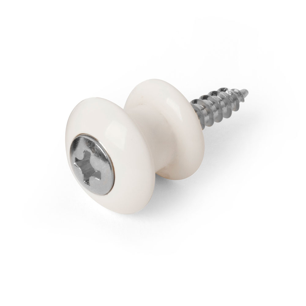 Waverly Guitar Strap Button, White button, chrome screw