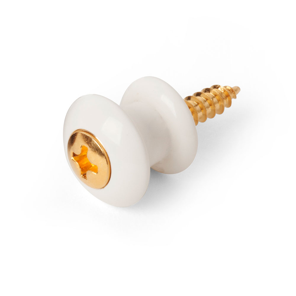 Waverly Guitar Strap Button, White button, gold screw