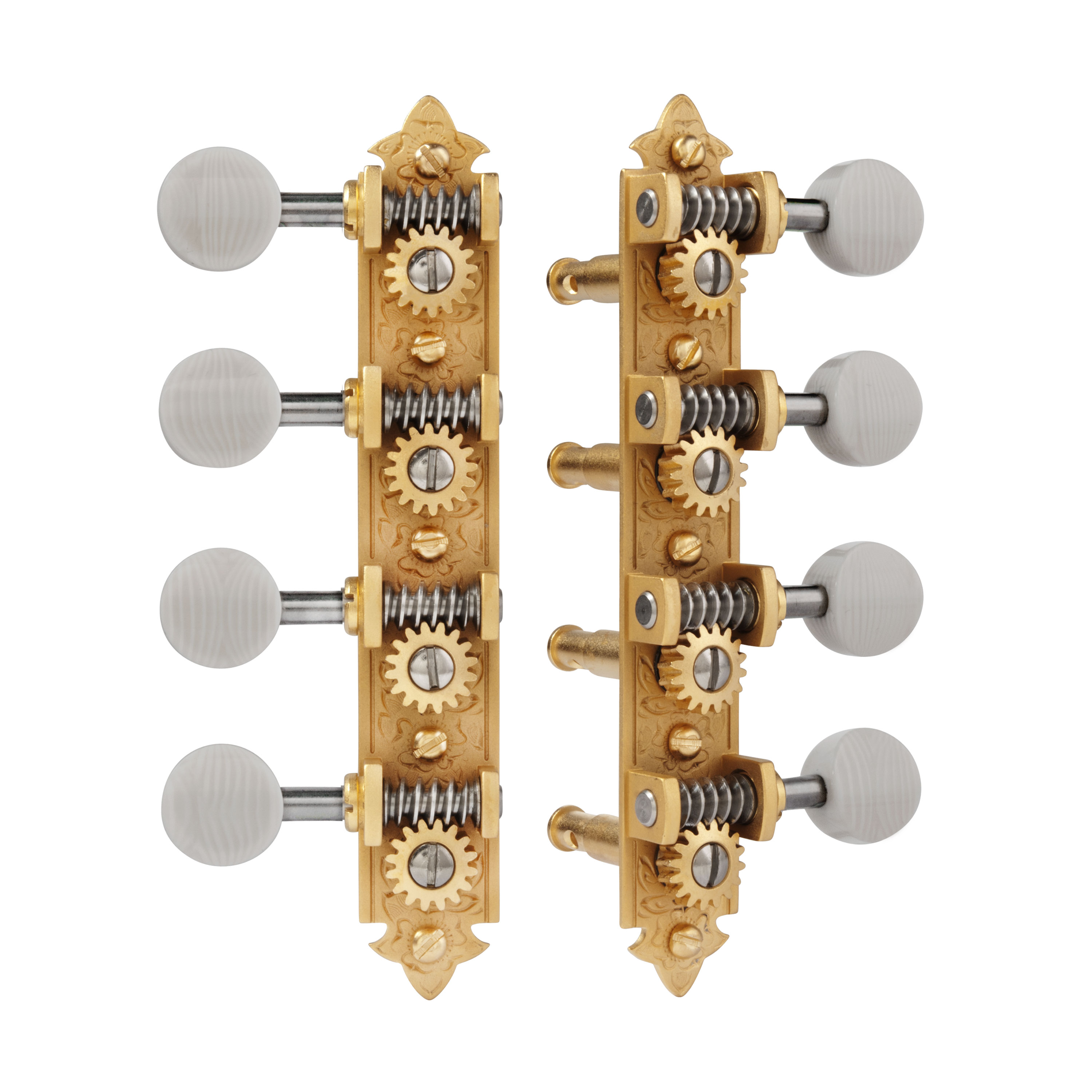 Waverly A-style Mandolin Tuners with Ivoroid Knobs, Satin gold