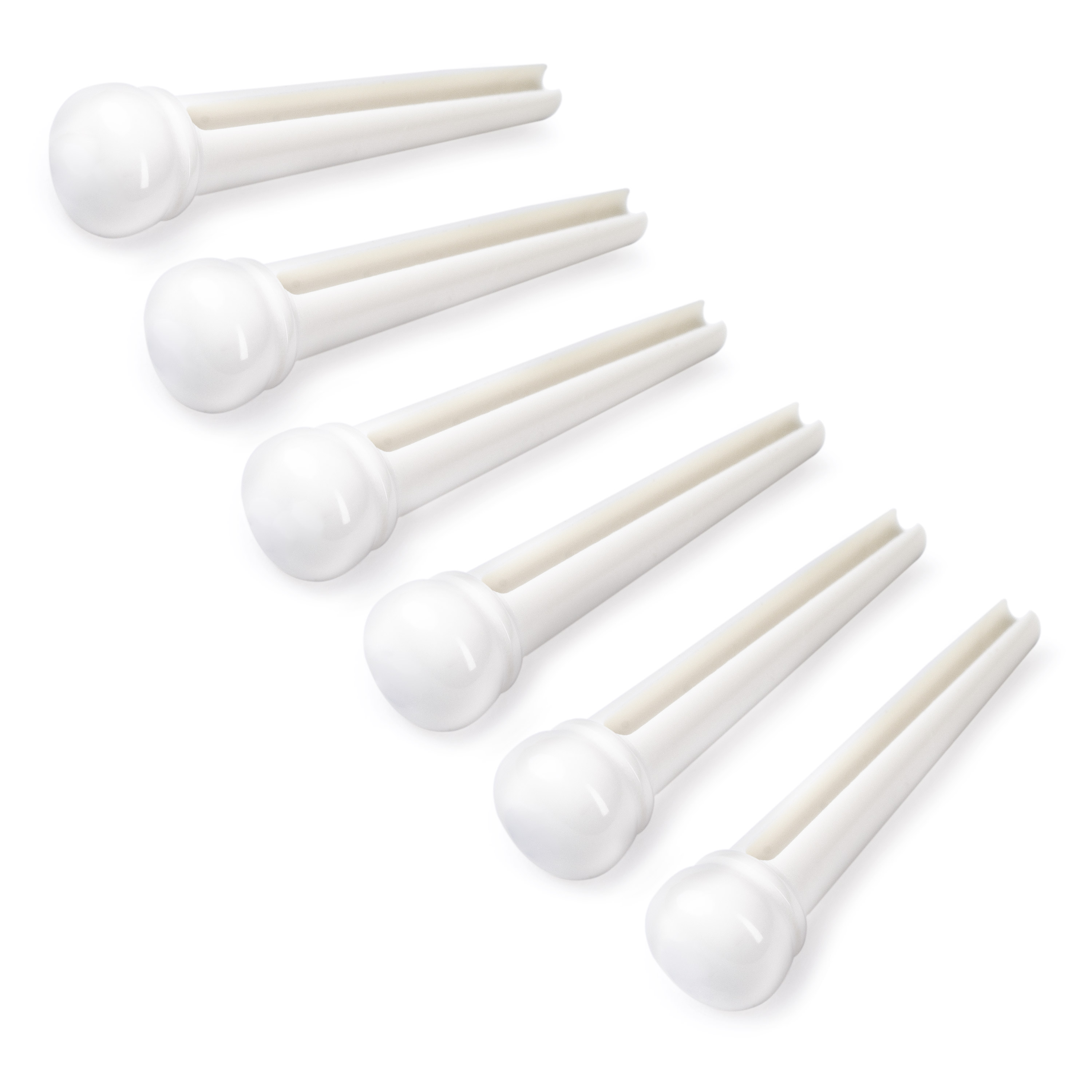 Waverly White Bridge Pins, Slotted, oversized with no dot, set of 6