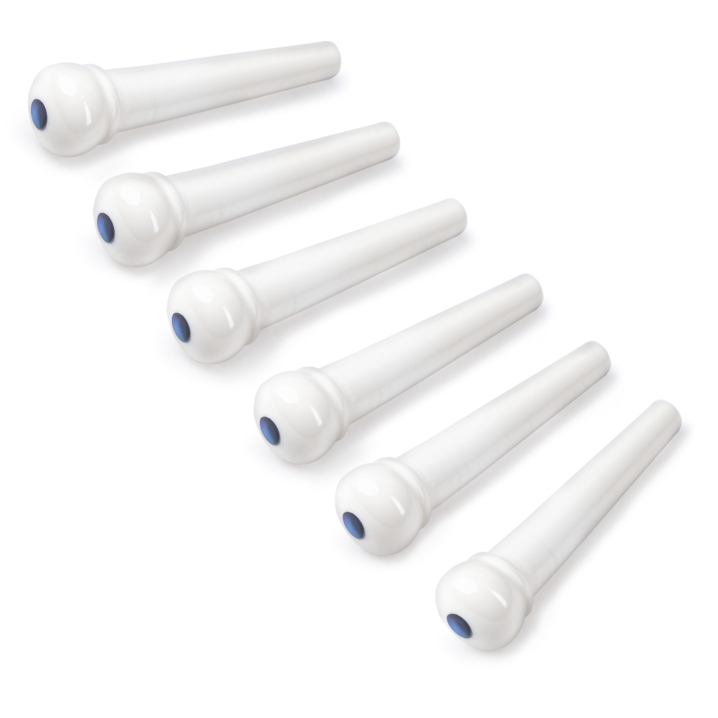 Waverly White Bridge Pins with Abalone Inlay, Unslotted, oversized, set of 6