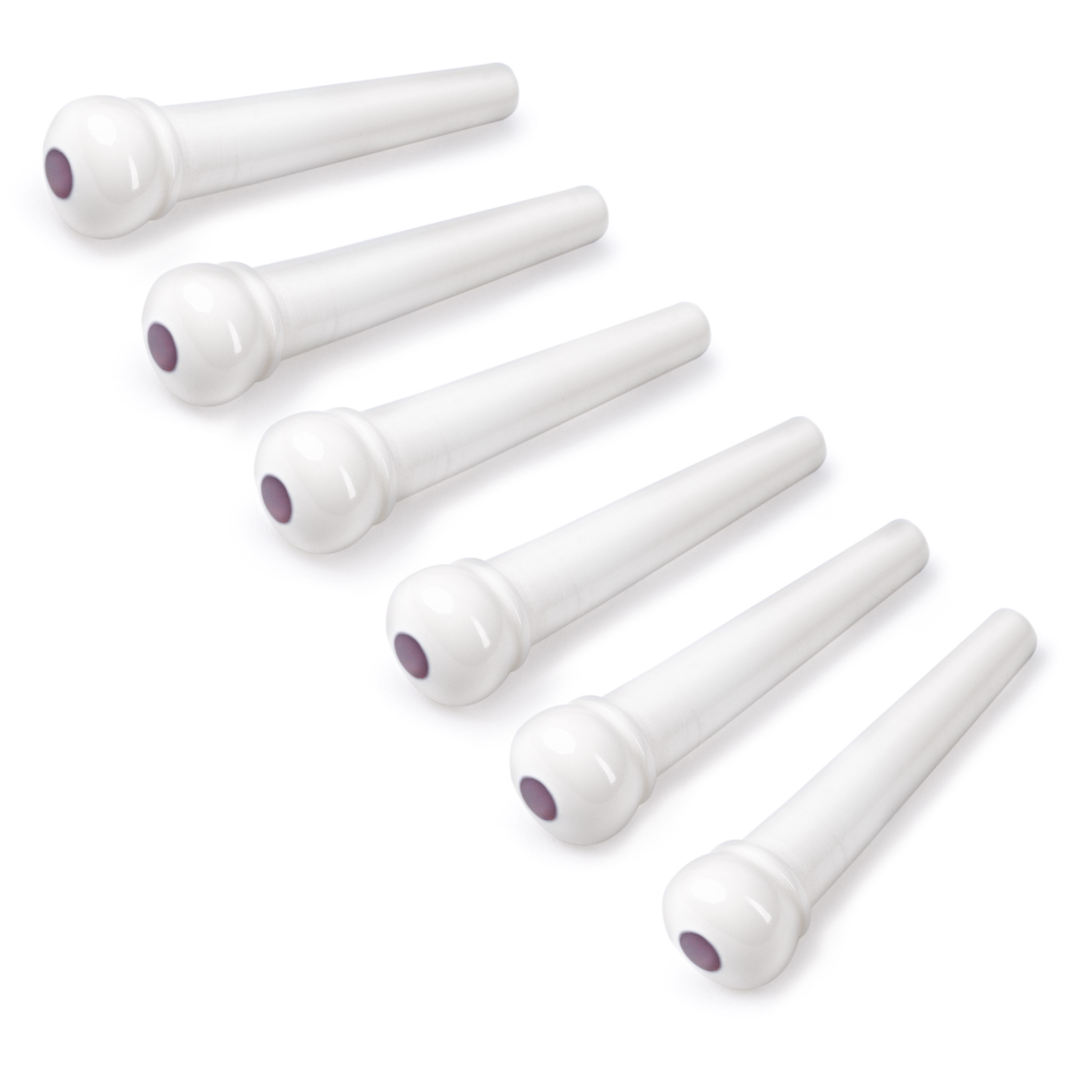 Waverly White Bridge Pins with Red Tortoise Inlay, Unslotted, set of 6