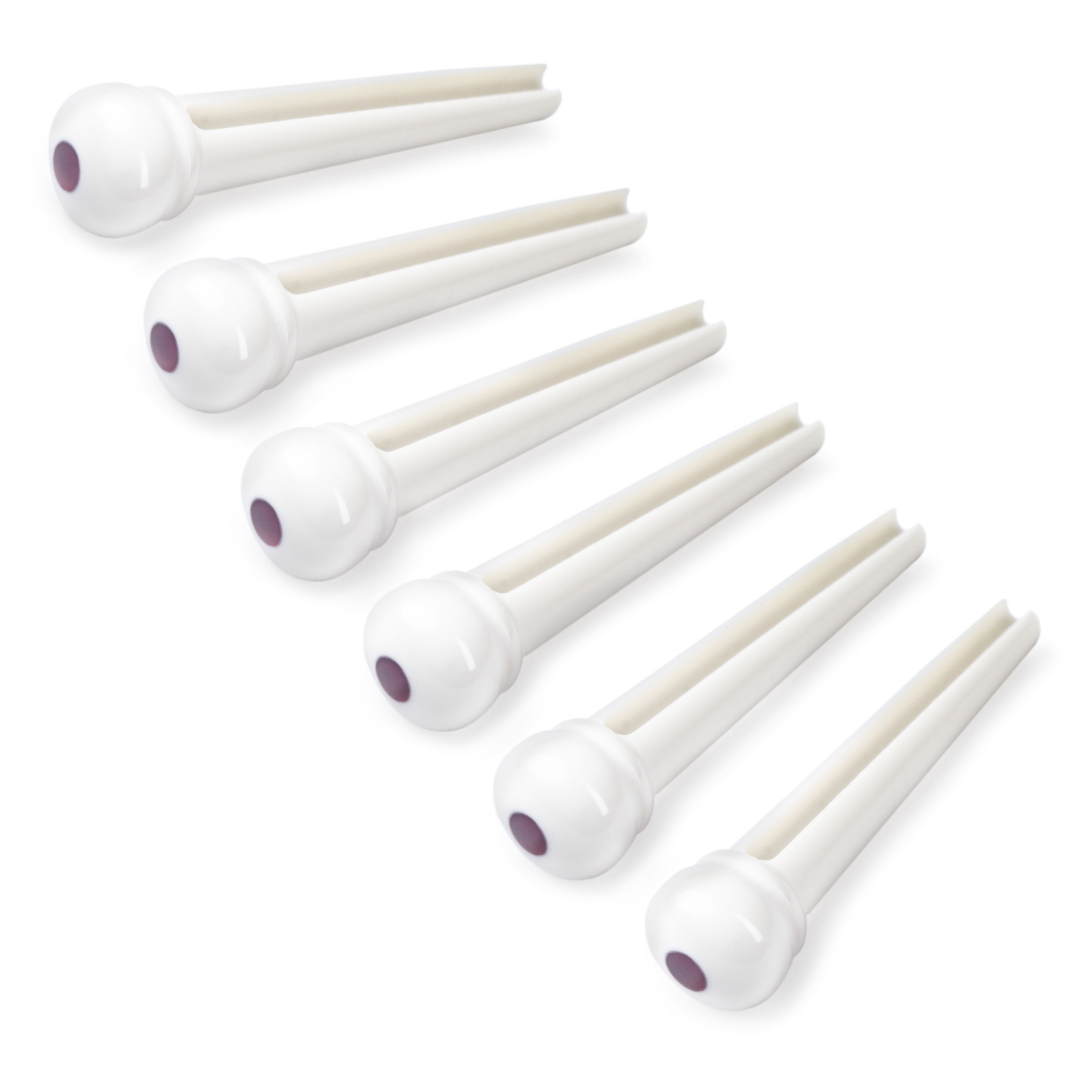 Waverly White Bridge Pins with Red Tortoise Inlay, Slotted, set of 6