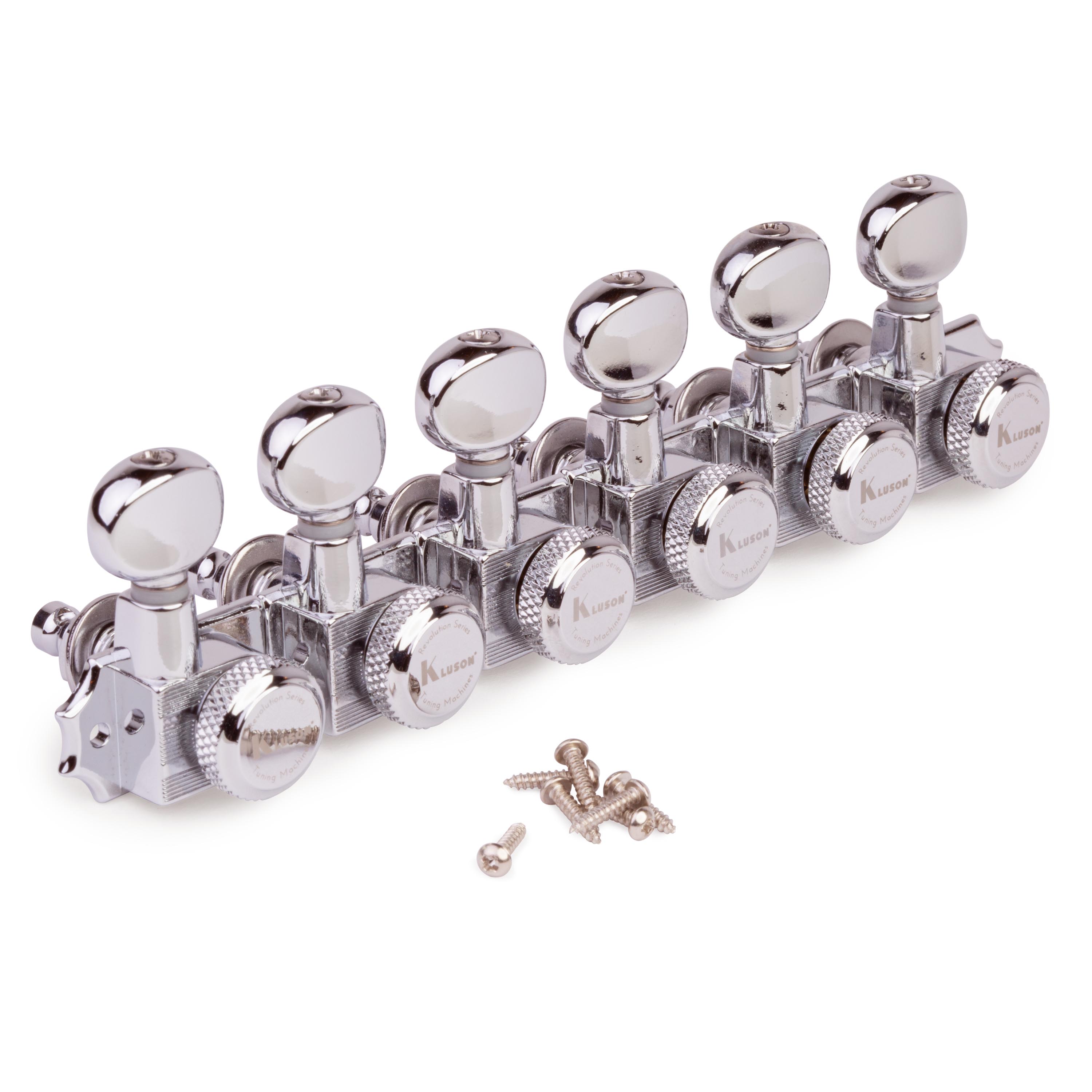 Kluson 6-In-Line Locking Revolution Series H-Mount Tuners, Nickel