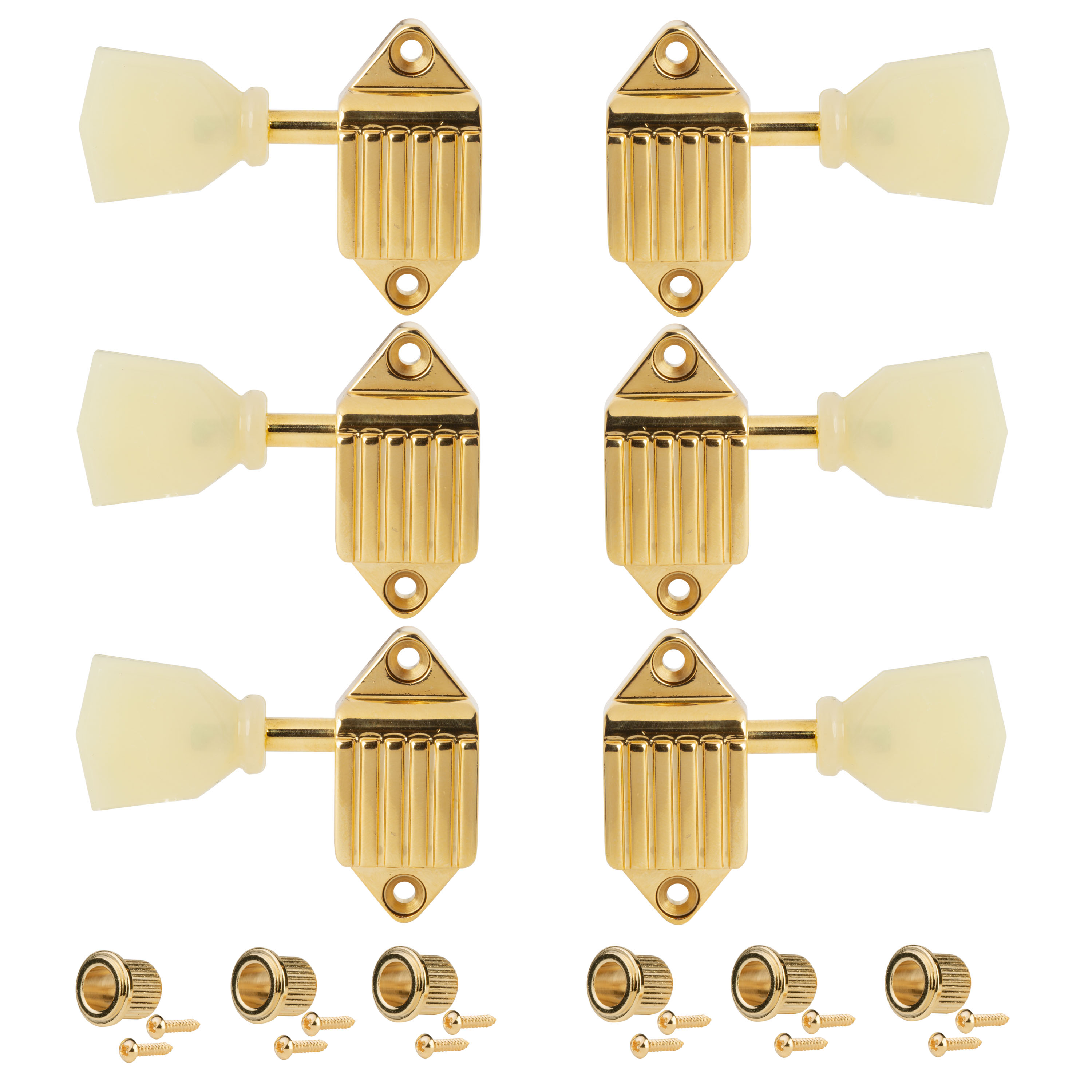 Kluson Waffleback Guitar Machines, 3L/3R, gold with plastic knobs