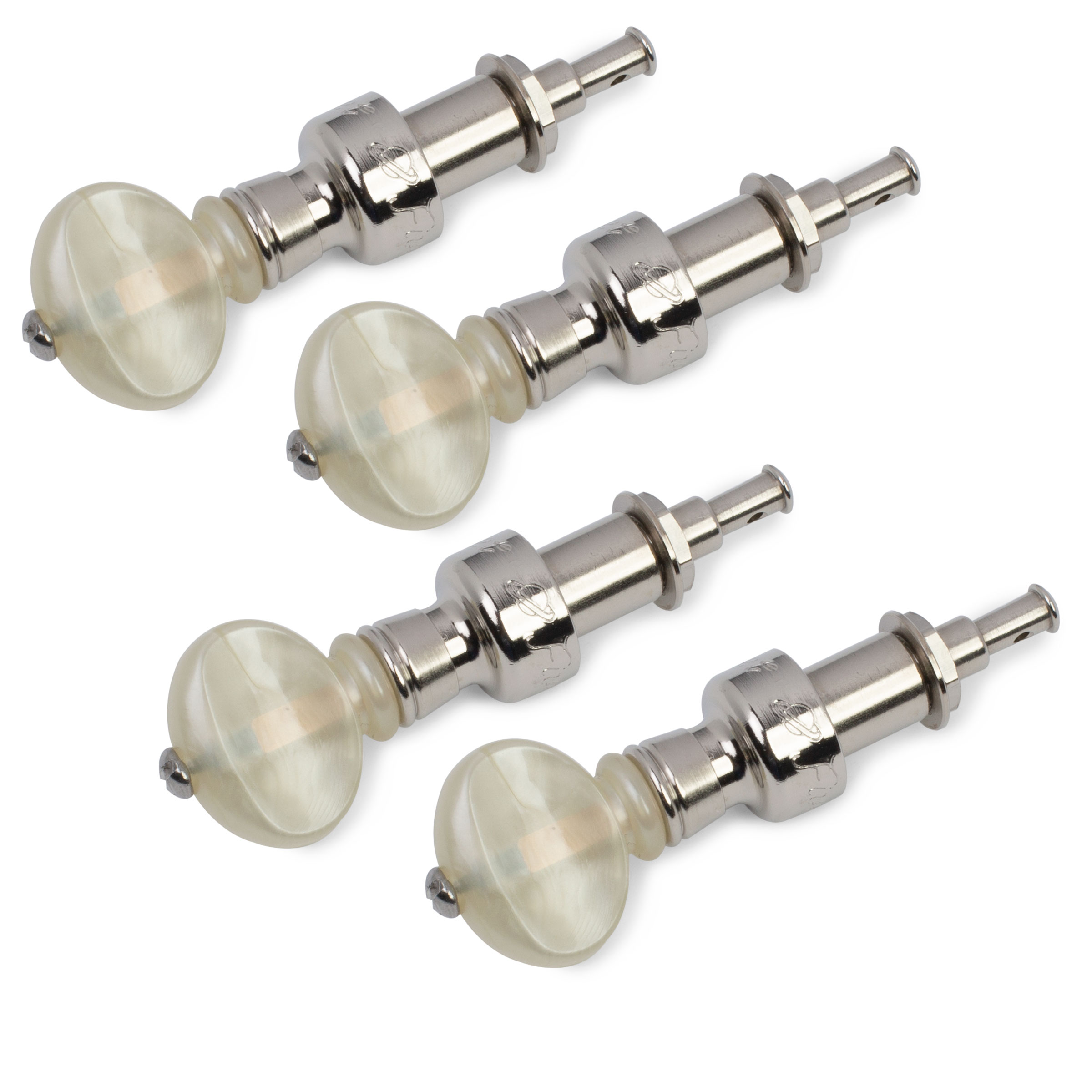 Five-Star Banjo Tuning Pegs, Vintage Pearloid Knob on Nickel, Set of 4
