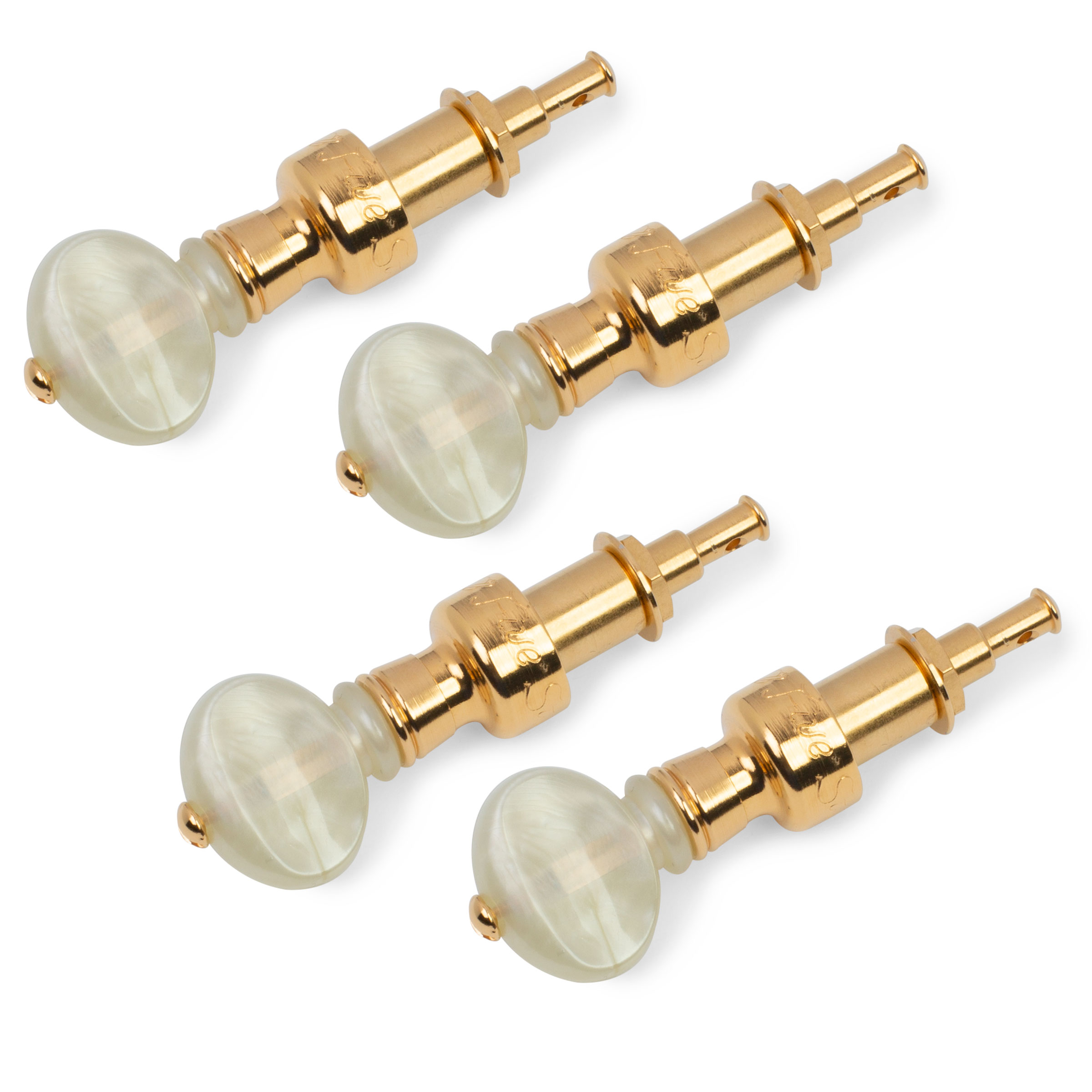 Five-Star Banjo Tuning Pegs, Vintage Pearloid Knob on Gold, Set of 4