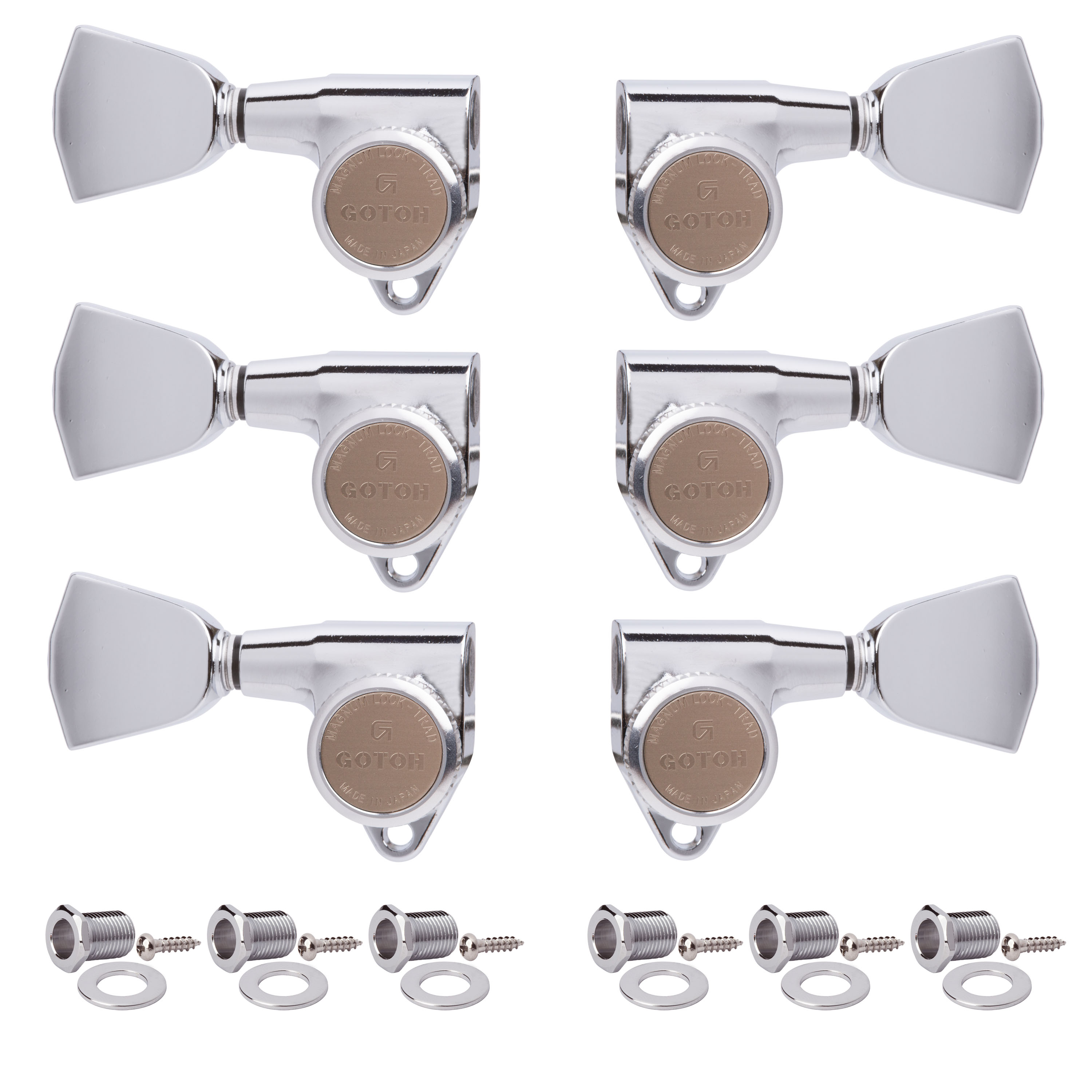 Gotoh Magnum Lock-Trad 3+3 Tuners with Keystone Knobs, Chrome