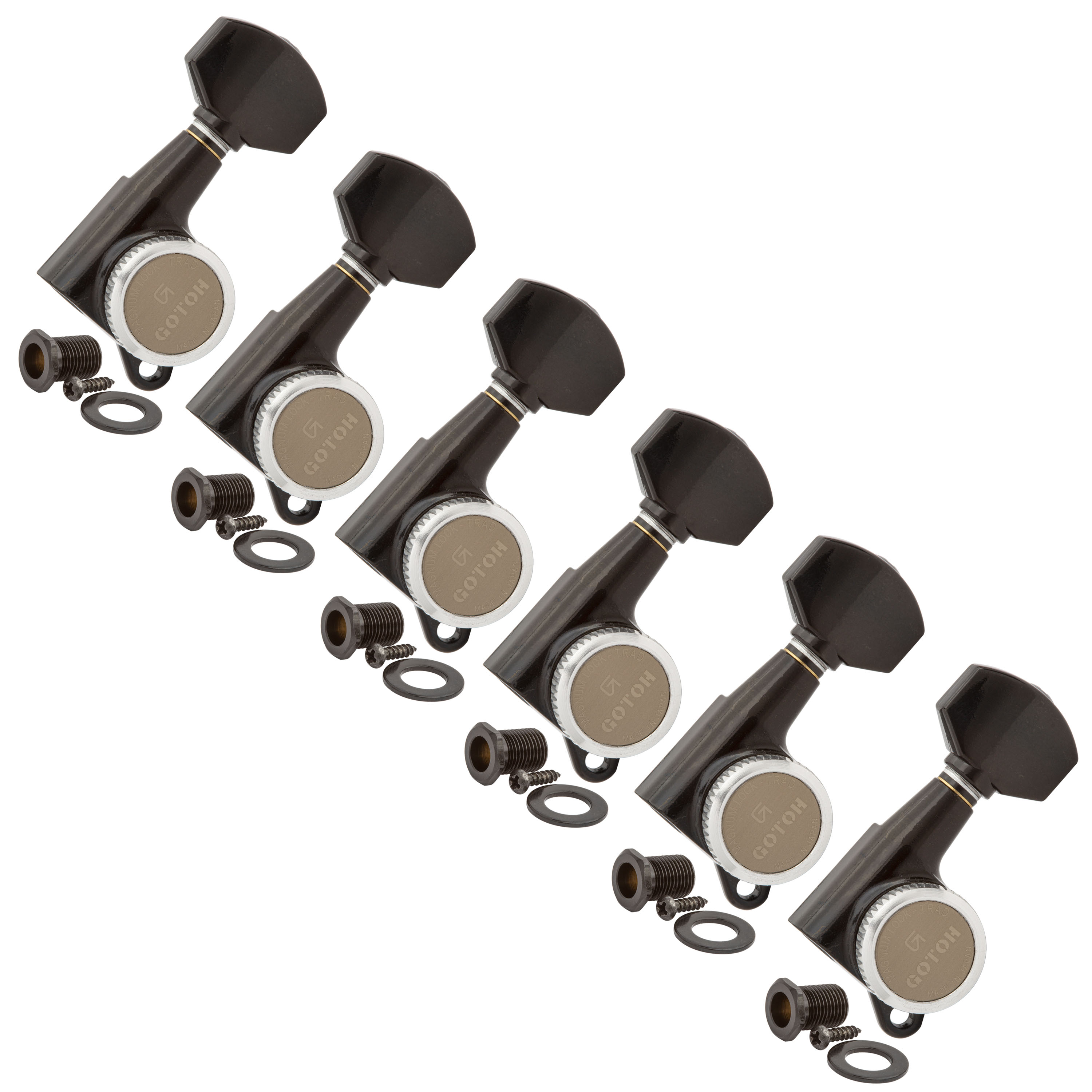 Gotoh Magnum Lock-Trad 6-In-Line Tuners, Black