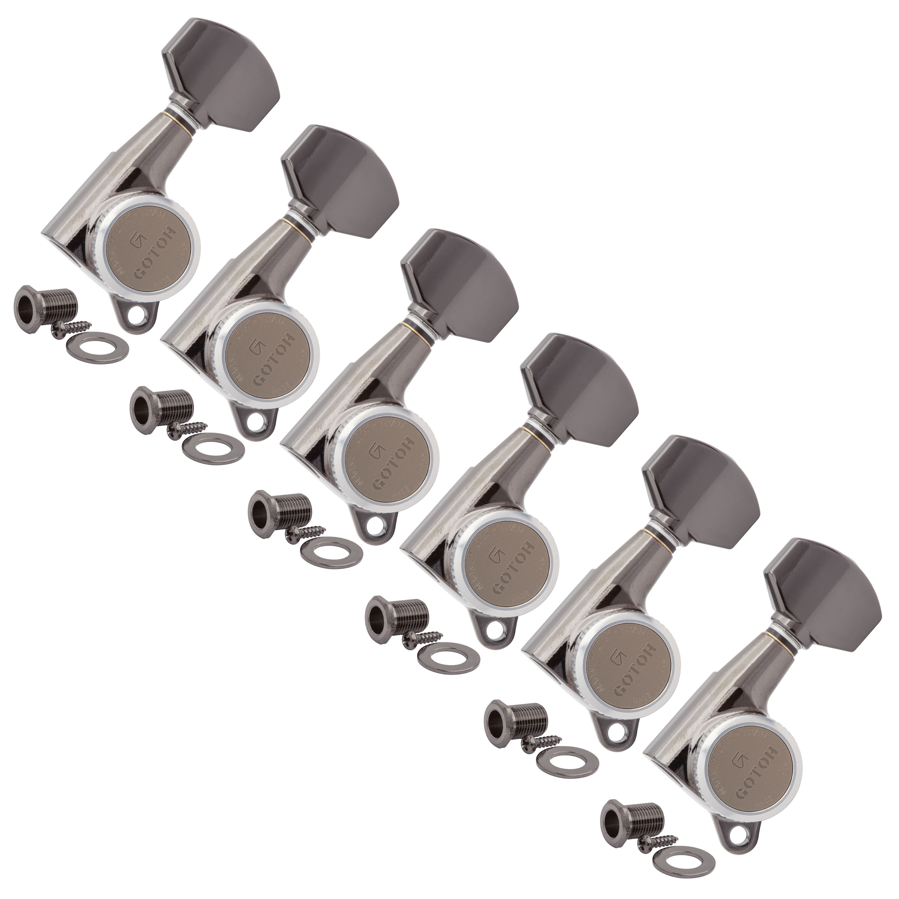Gotoh Magnum Lock-Trad 6-In-Line Tuners, Cosmo Black