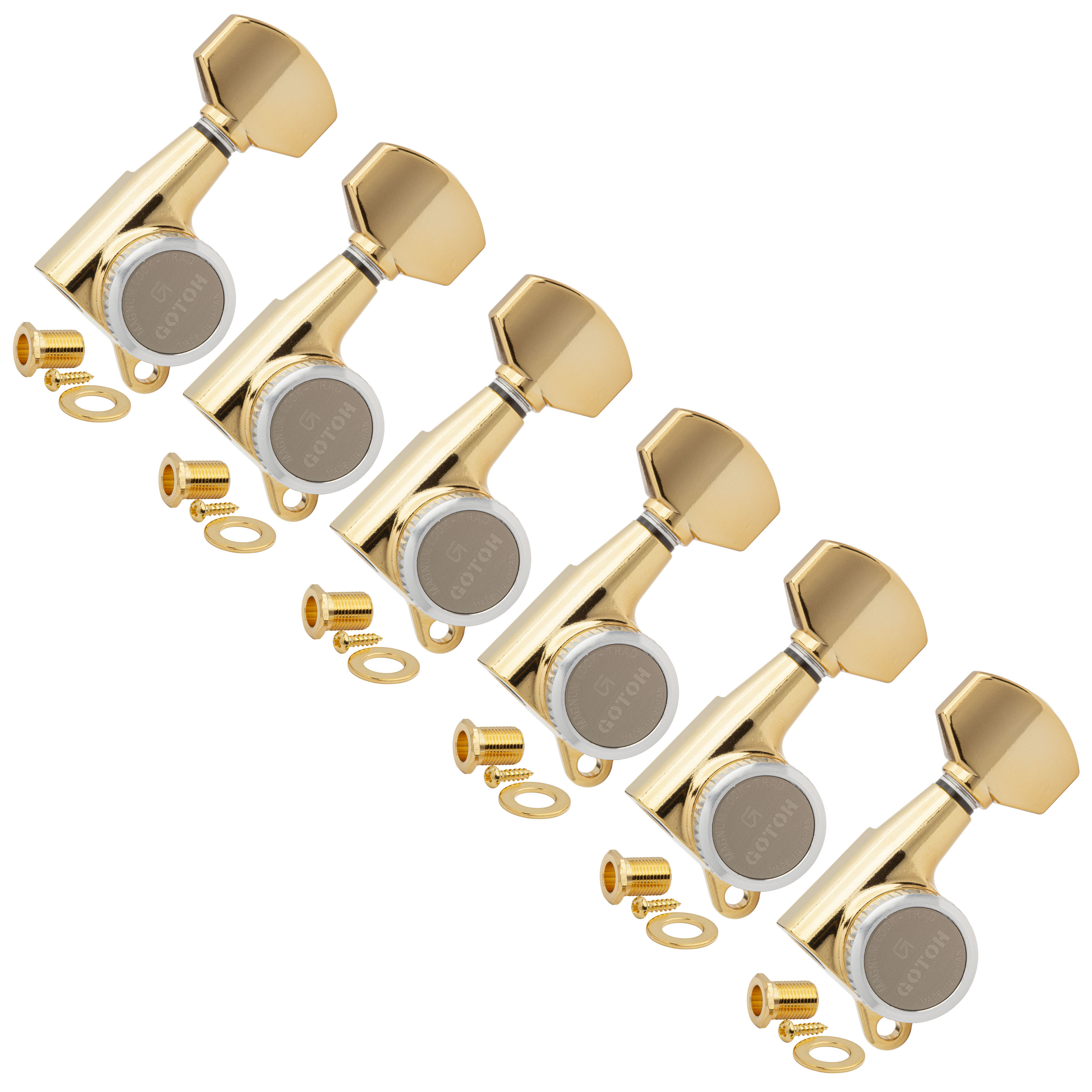Gotoh Magnum Lock-Trad 6-In-Line Tuners, Gold