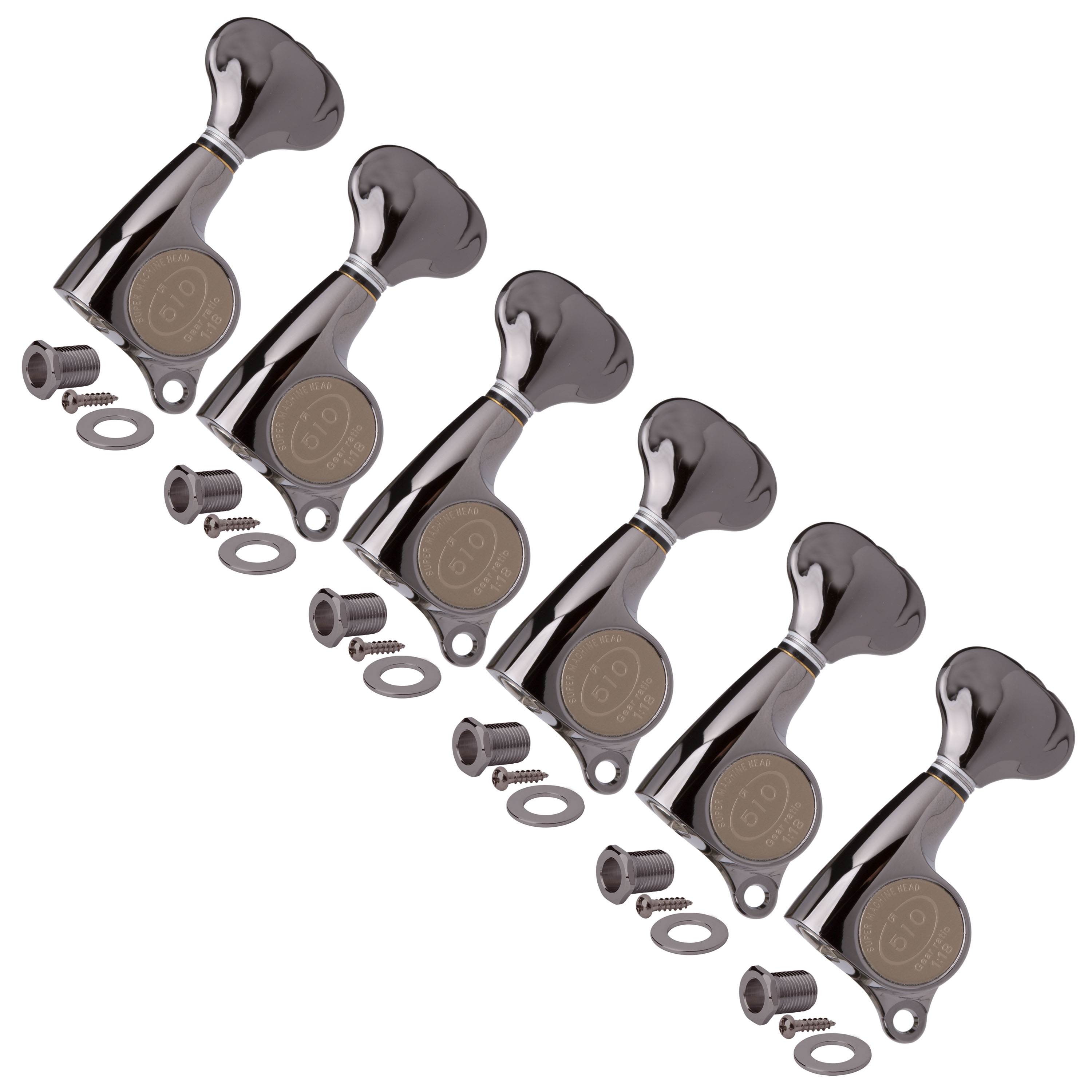 Gotoh Mini 510 Locking 6-In-Line Tuners, Cosmo black