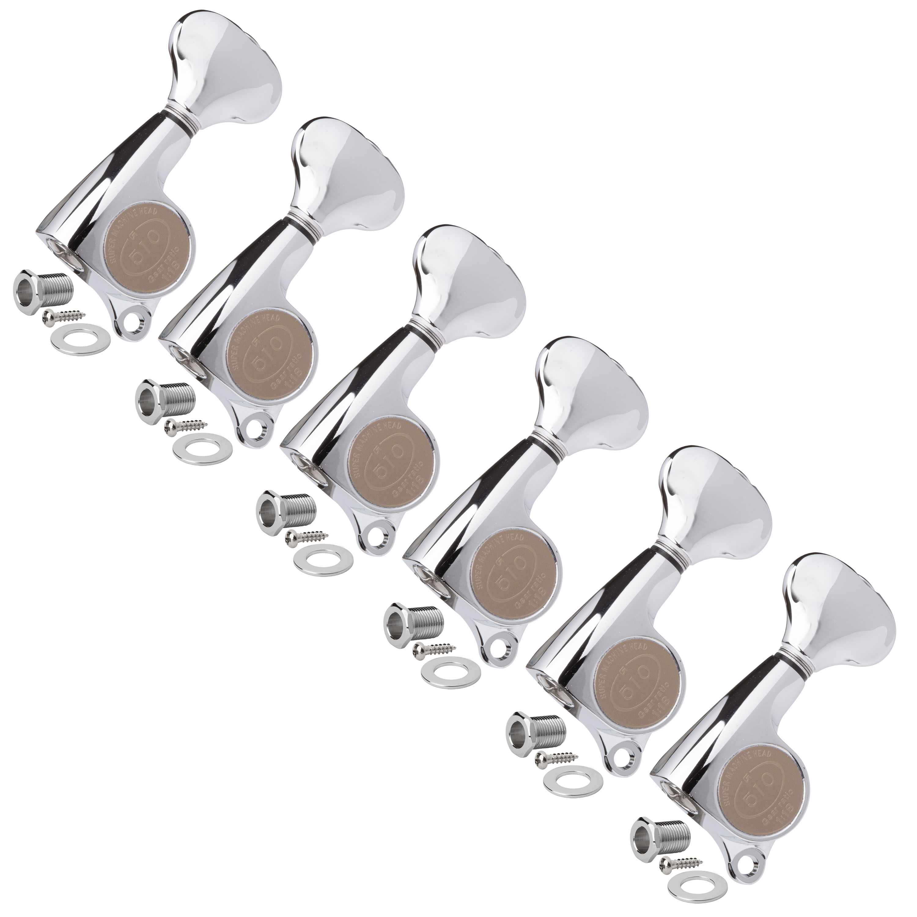 Gotoh Mini 510 Locking 6-In-Line Tuners, Chrome