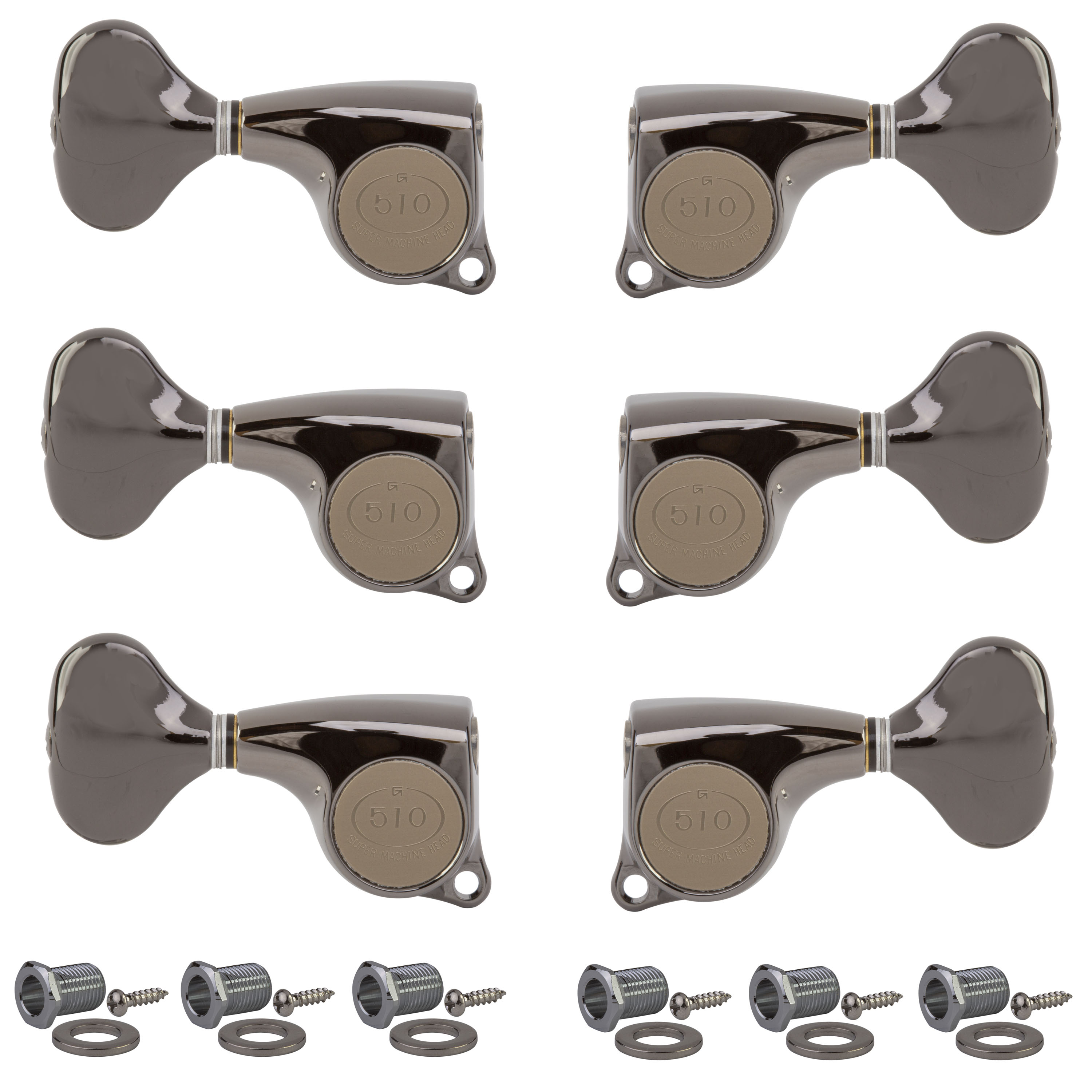 Gotoh Midsize 510 3+3 Tuners with Metal Knobs, Cosmo black