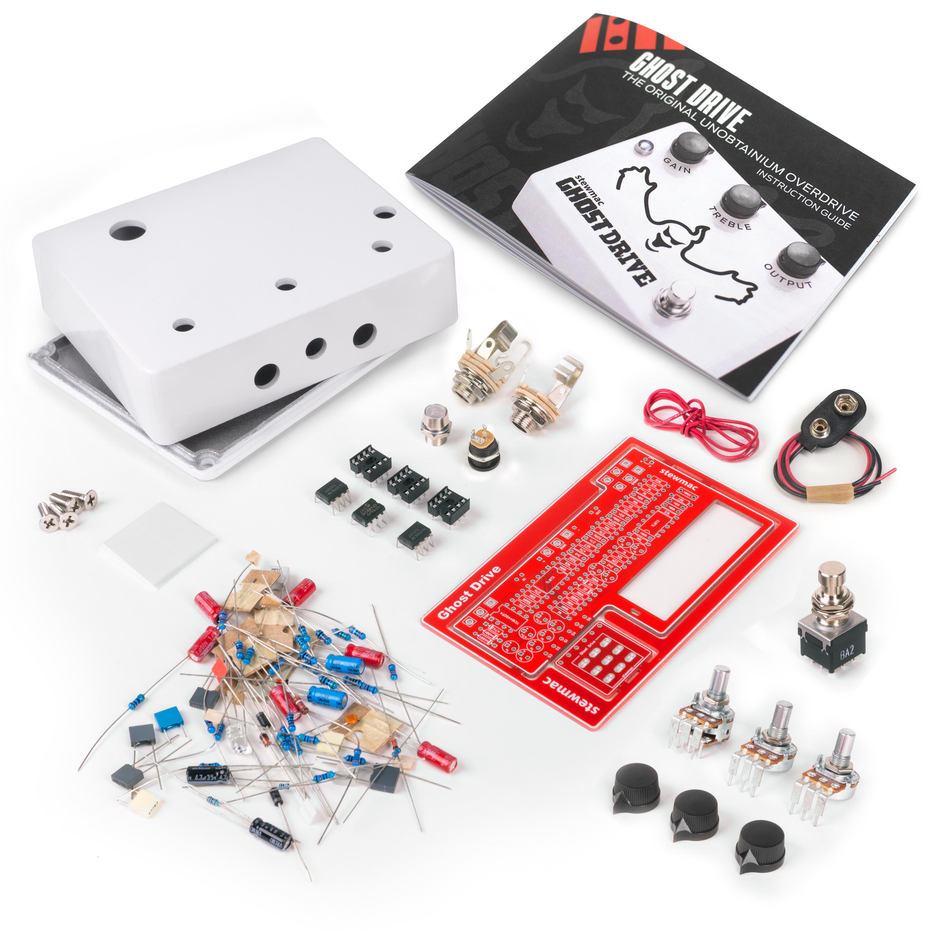 StewMac Ghost Drive DIY Pedal Kit, With White Enclosure