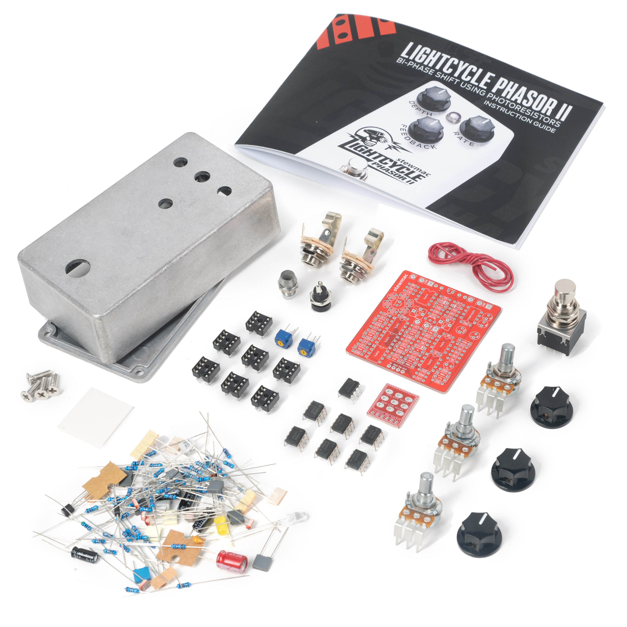 StewMac Lightcycle Phasor II DIY Pedal Kit, With Bare Enclosure