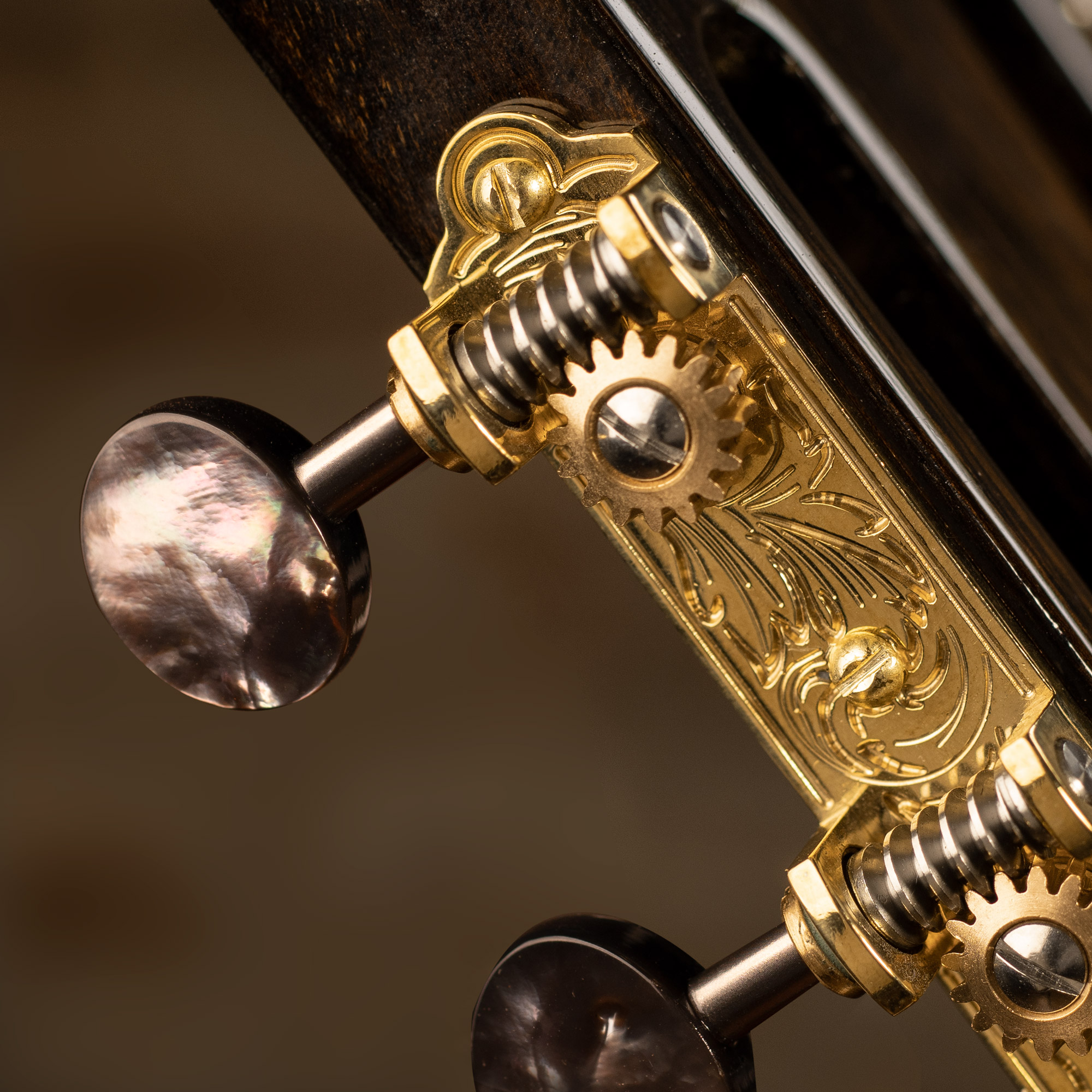 Waverly 3-On-Plate Guitar Tuners with Black Pearl Knobs for Slotted Pegheads