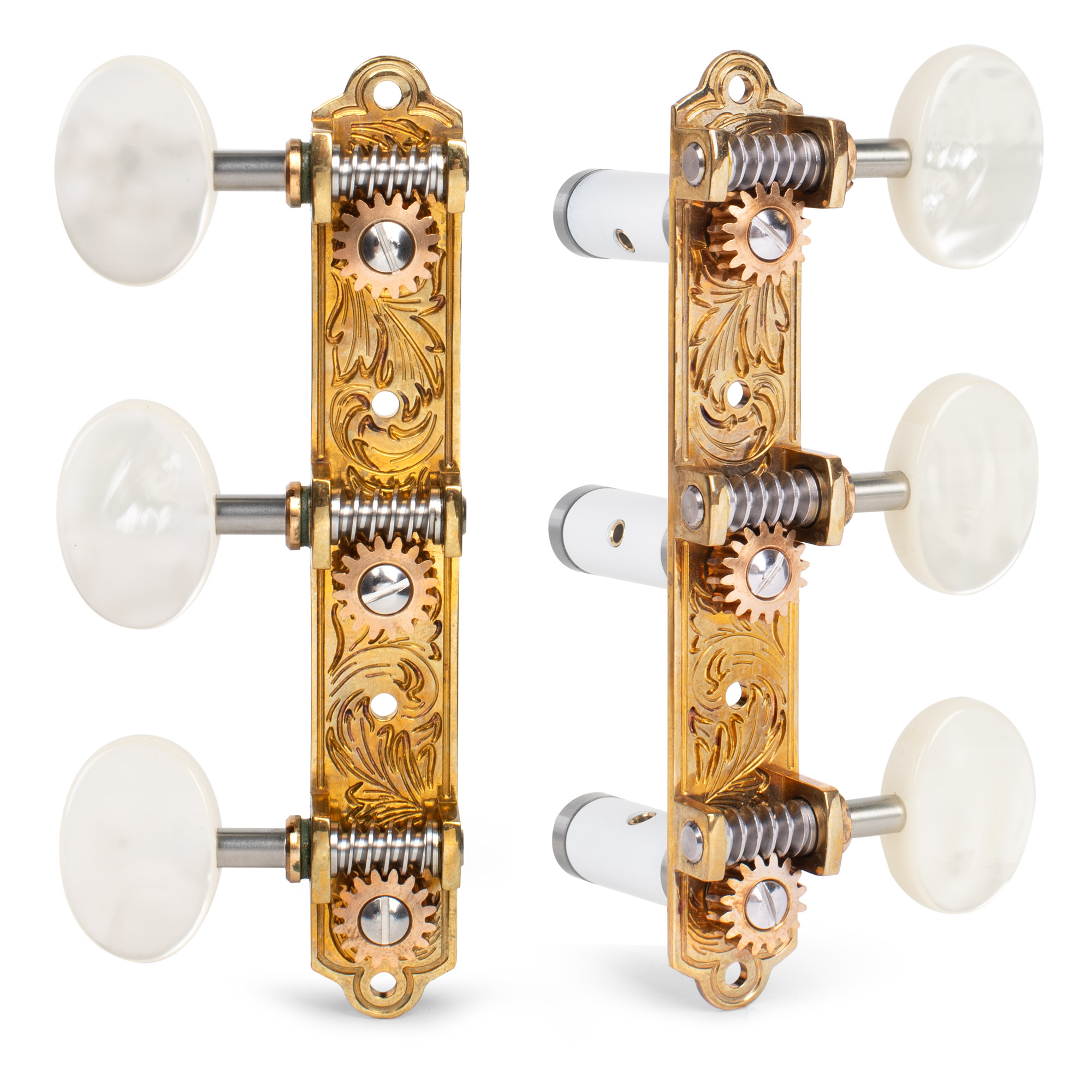 Sloane Classical Guitar Tuners with Pearloid Knobs and Leaf Baseplates