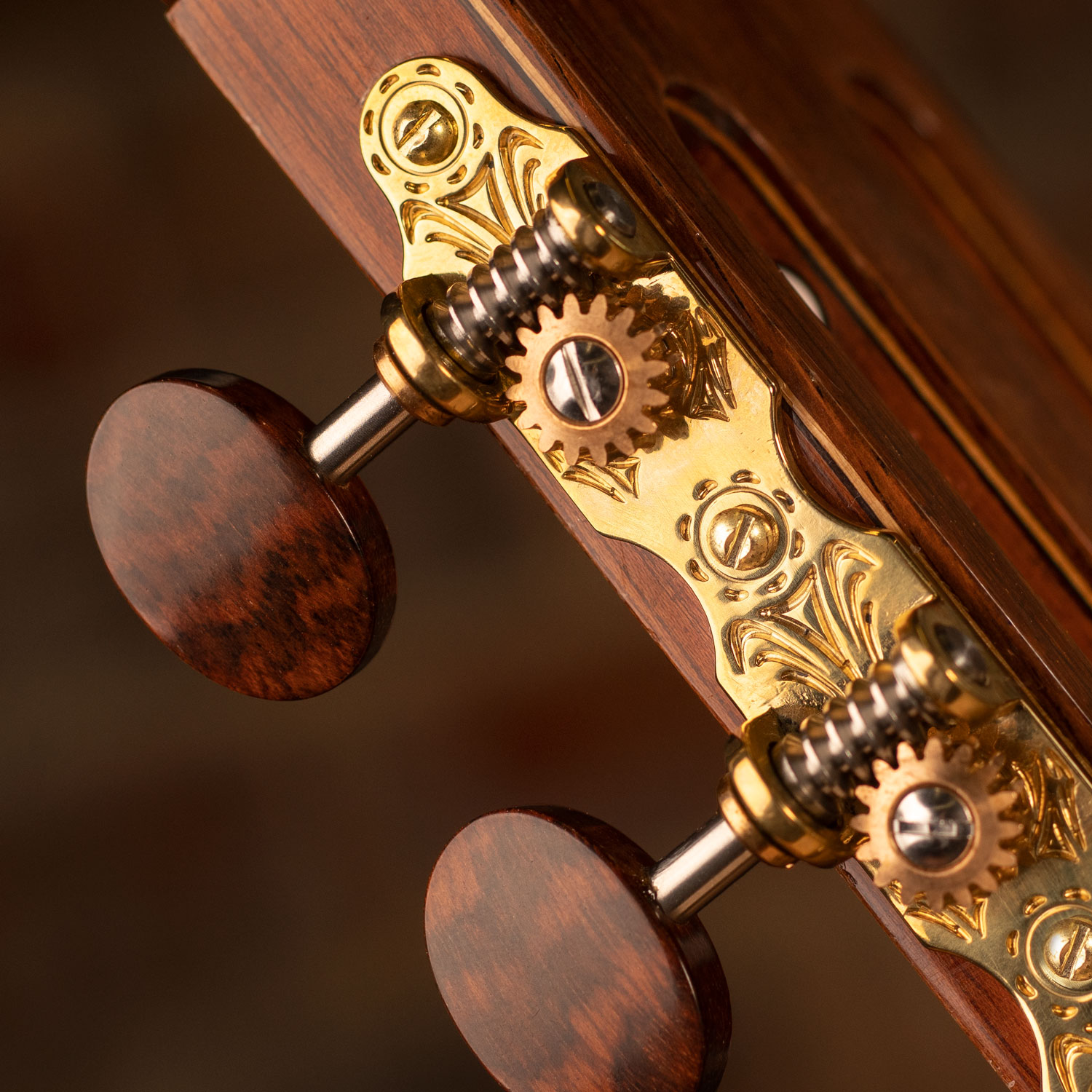 Sloane Classical Guitar Tuners with Snakewood Knobs and Deco Baseplates