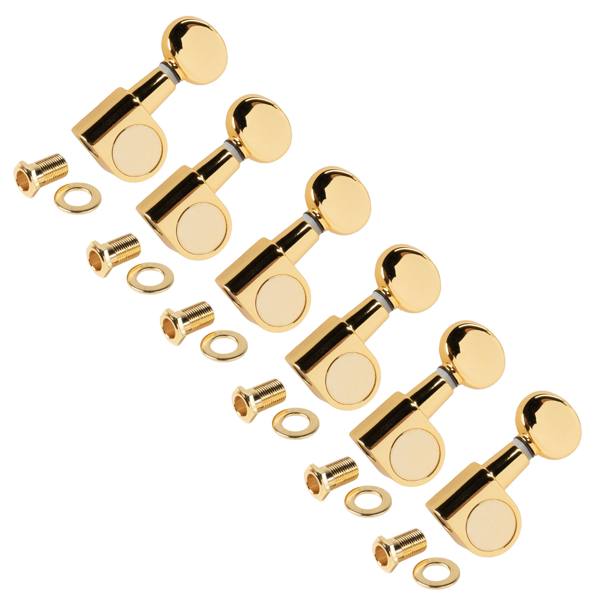 StewMac 6-In-Line Tuners with Oval Knob, Gold