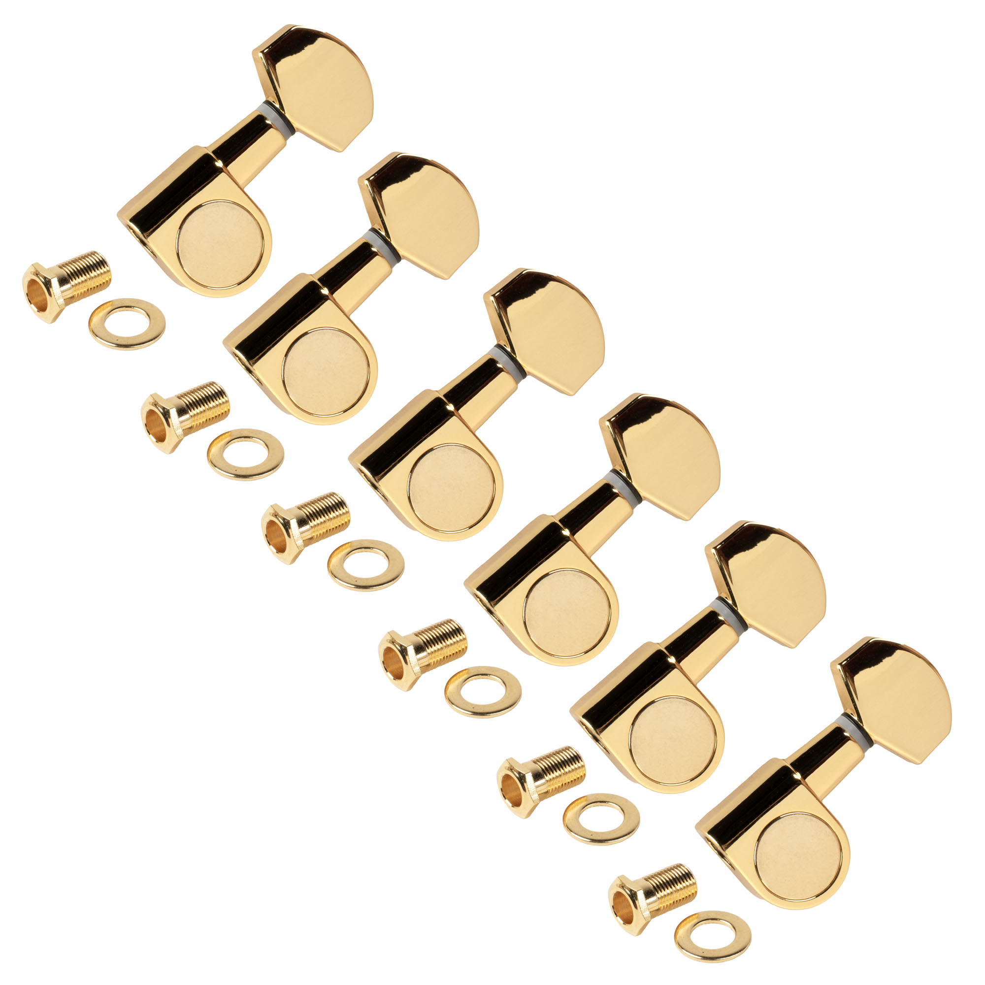 StewMac 6-In-Line Tuners with Large Schaller-style Knob, Gold