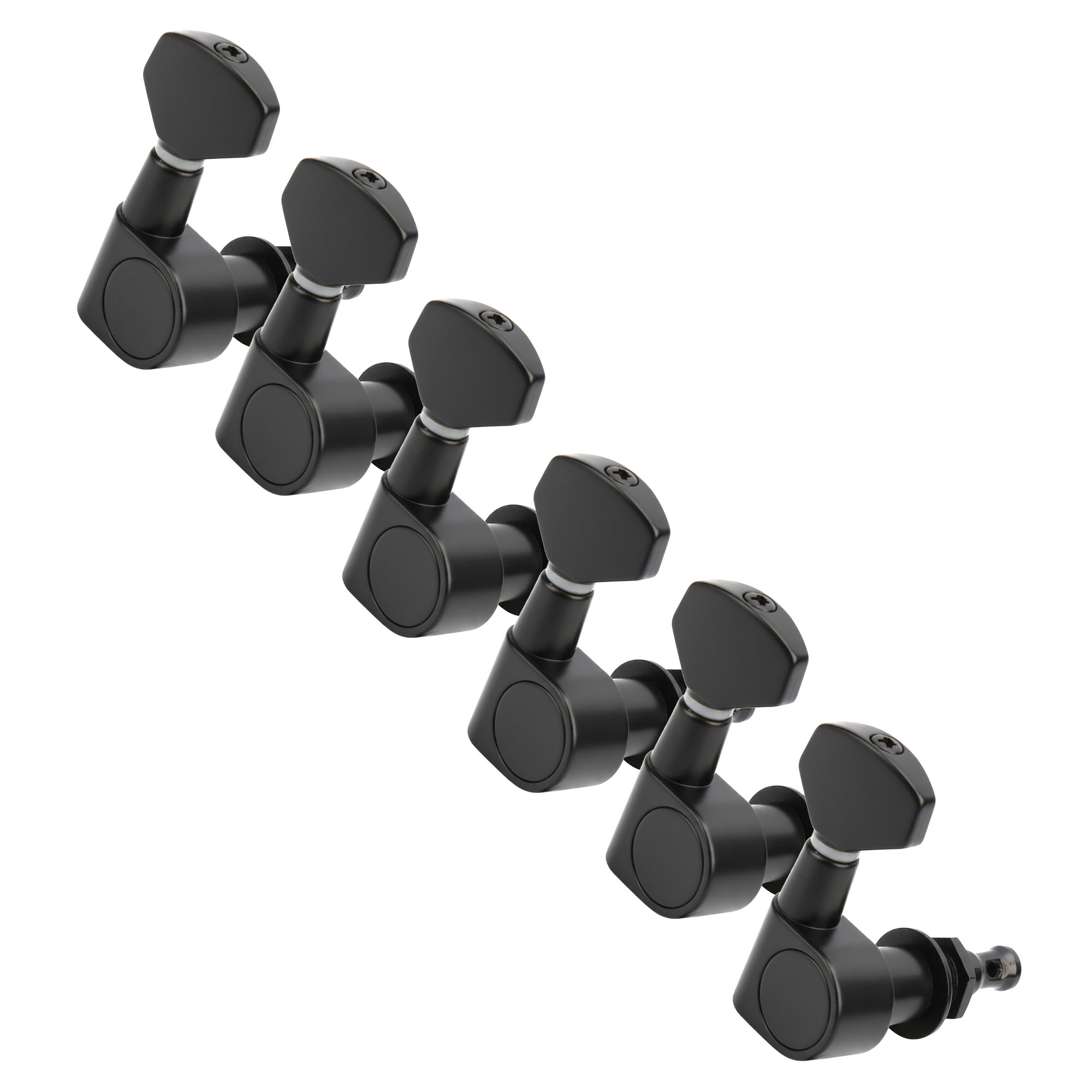 StewMac 6-In-Line Tuners with Small Schaller-style Knob, Black