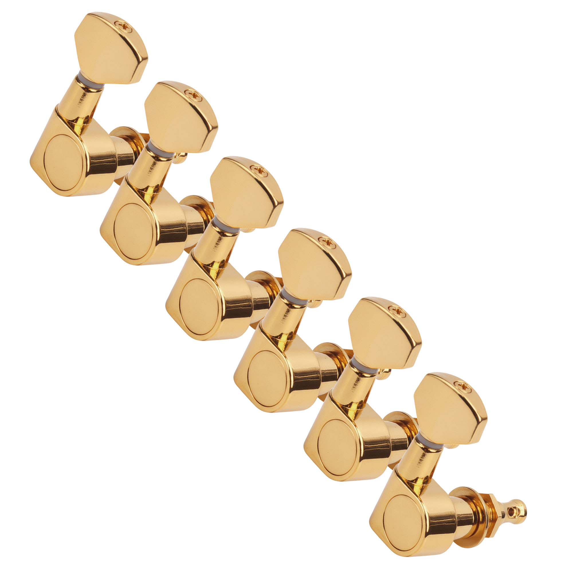 StewMac 6-In-Line Tuners with Small Schaller-style Knob, Gold