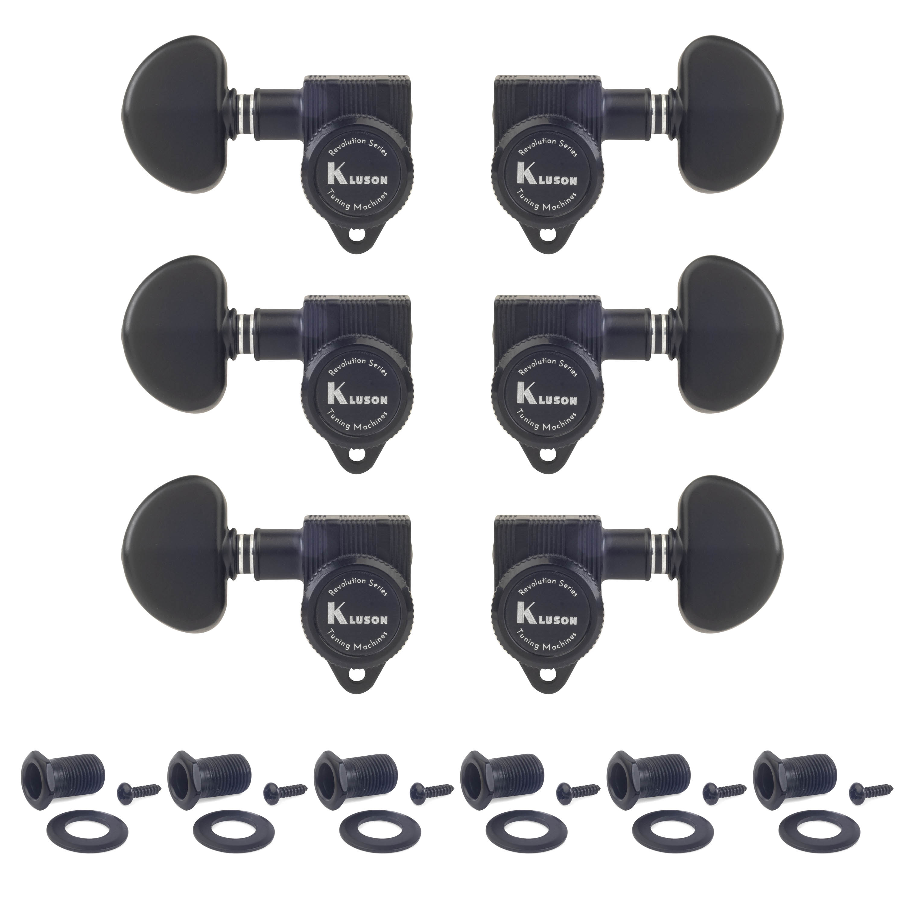 Kluson 3+3 Locking Revolution Series E-Mount Tuners, Matte Black