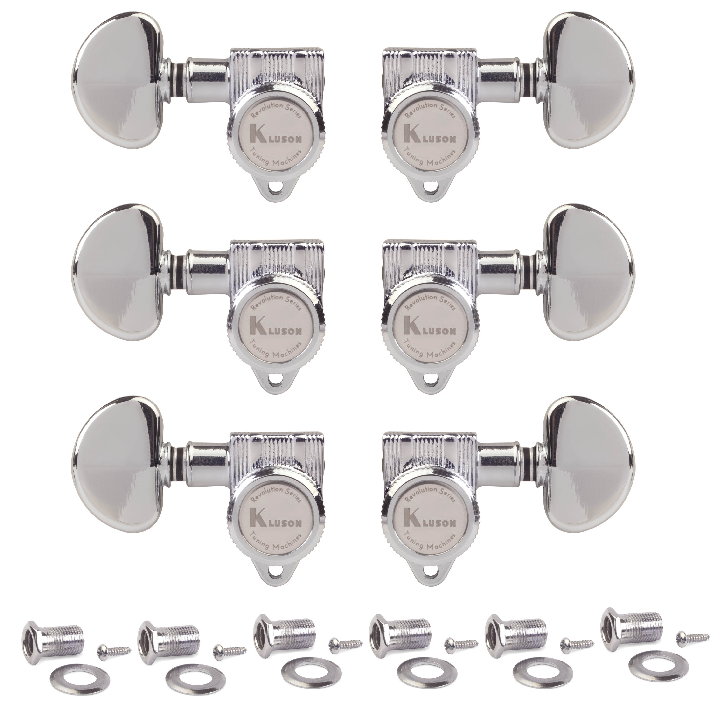 Kluson 3+3 Locking Revolution Series E-Mount Tuners, Nickel