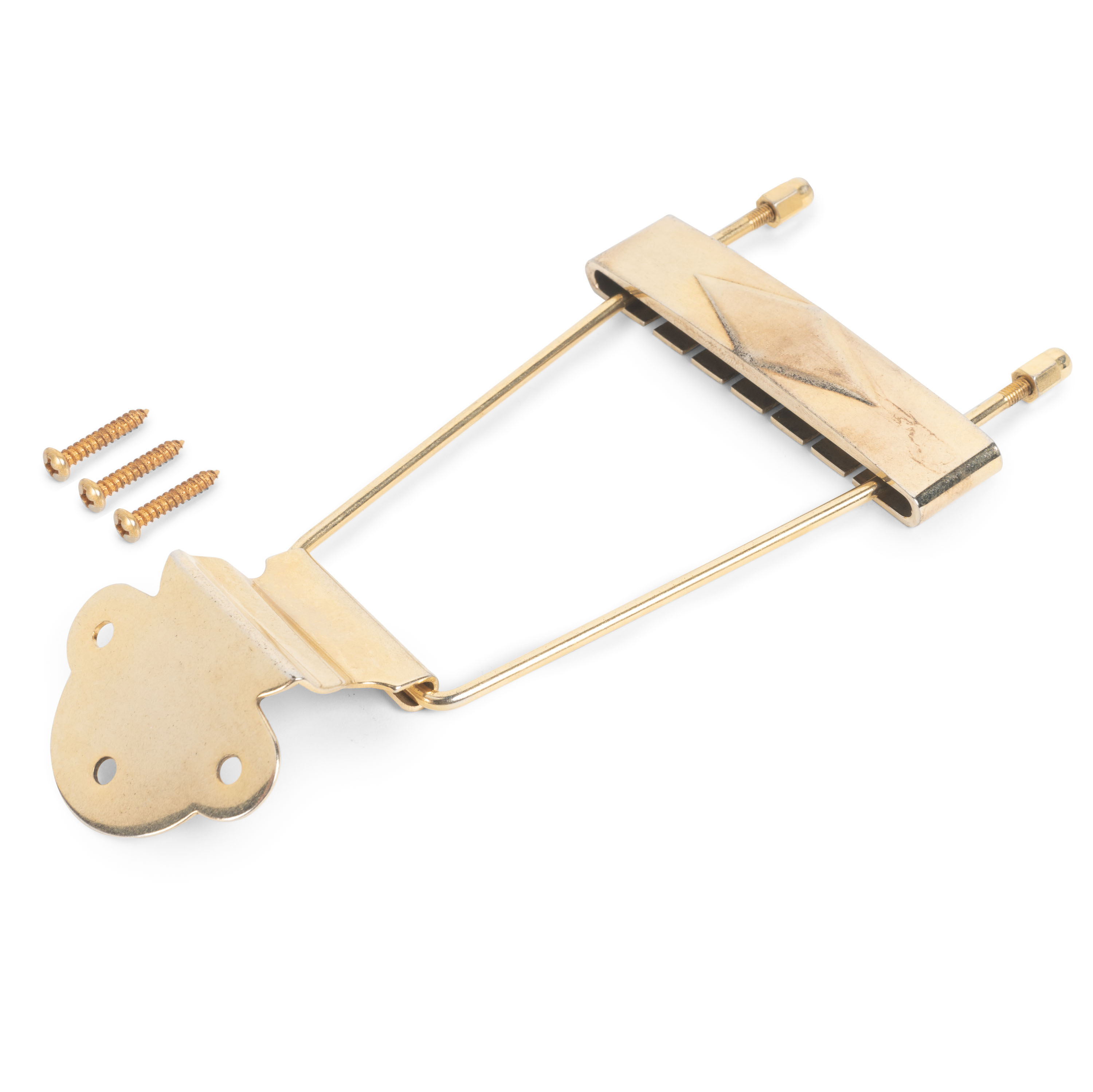 GuitarSlinger Cryocated Aged Long Trapeze Archtop Tailpiece, Aged Gold