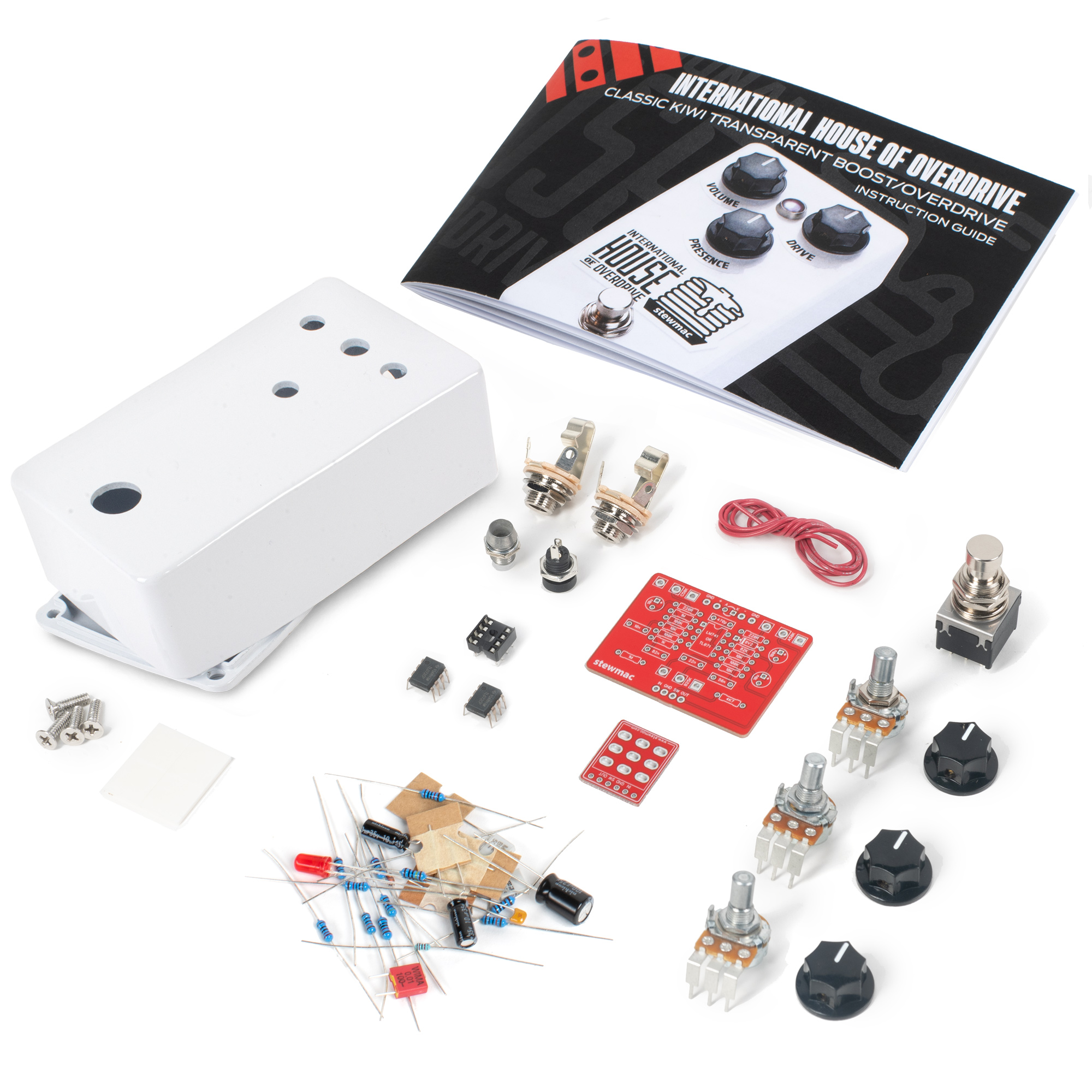 StewMac International House of Overdrive DIY Pedal Kit, With White Enclosure
