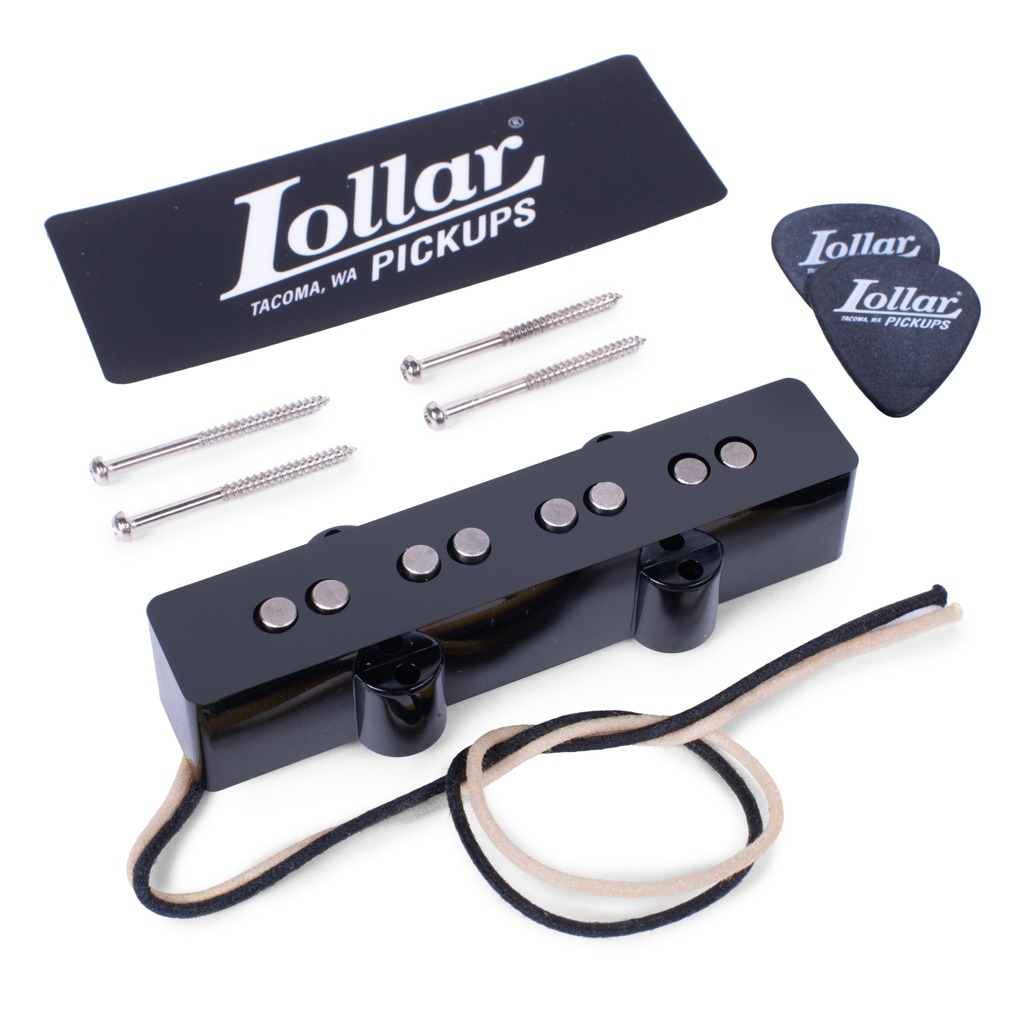 Lollar Pickups for Jazz Bass - Exclusively for StewMac, Neck Position, Black Cover