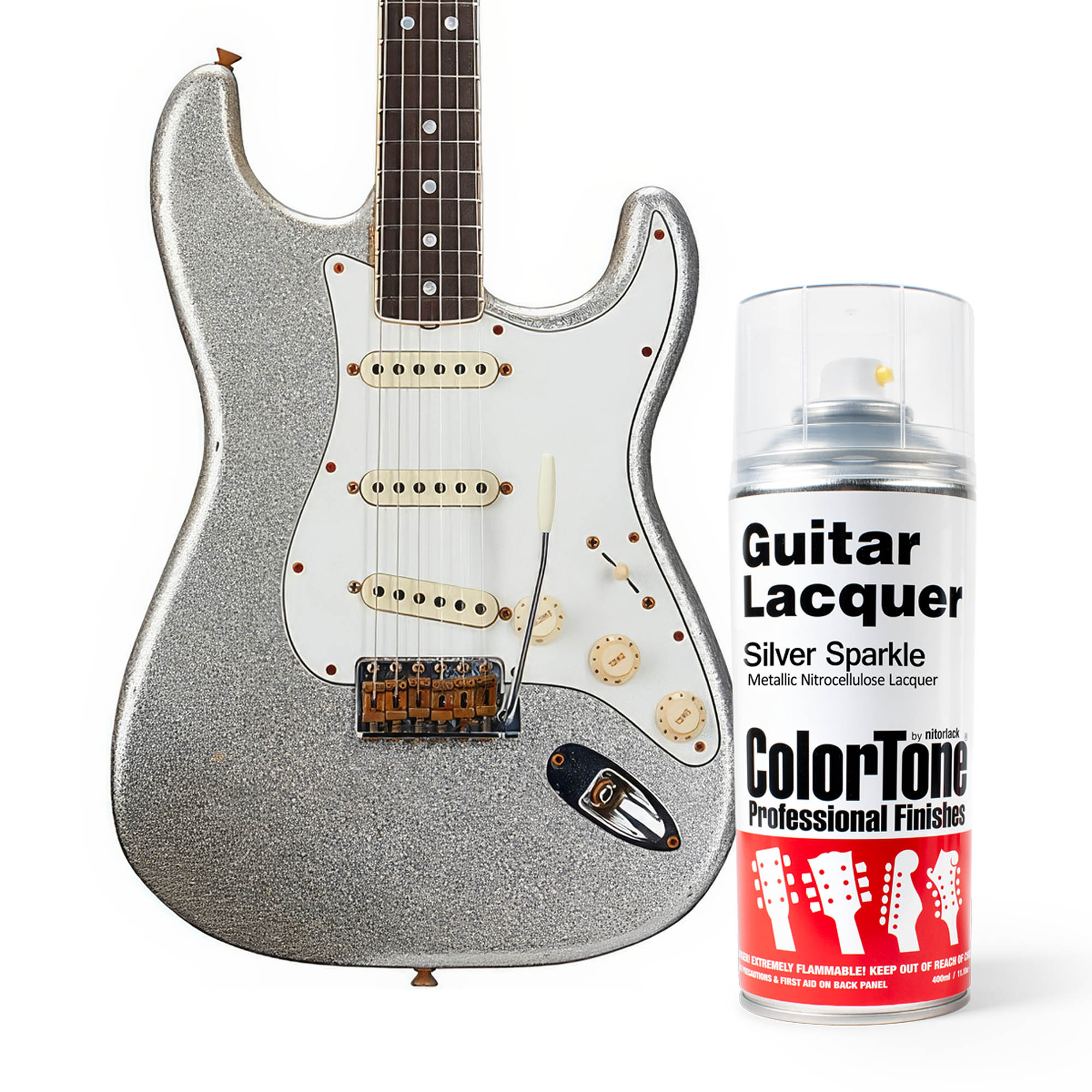 ColorTone Aerosol Guitar Lacquer, Silver Sparkle