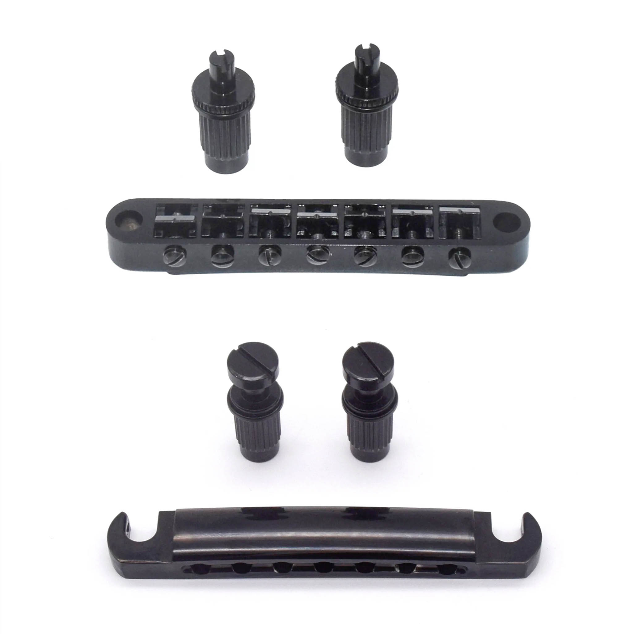 StewMac 7-String Tune-o-matic Bridge and Tailpiece, Black