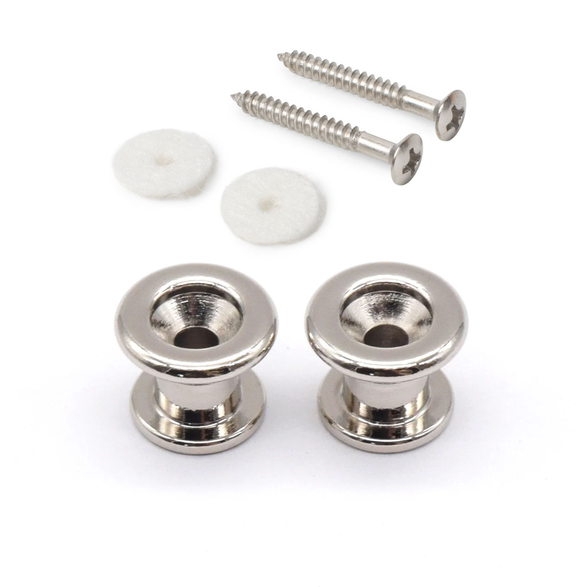 StewMac Long Strap Buttons, Nickel, Set of 2