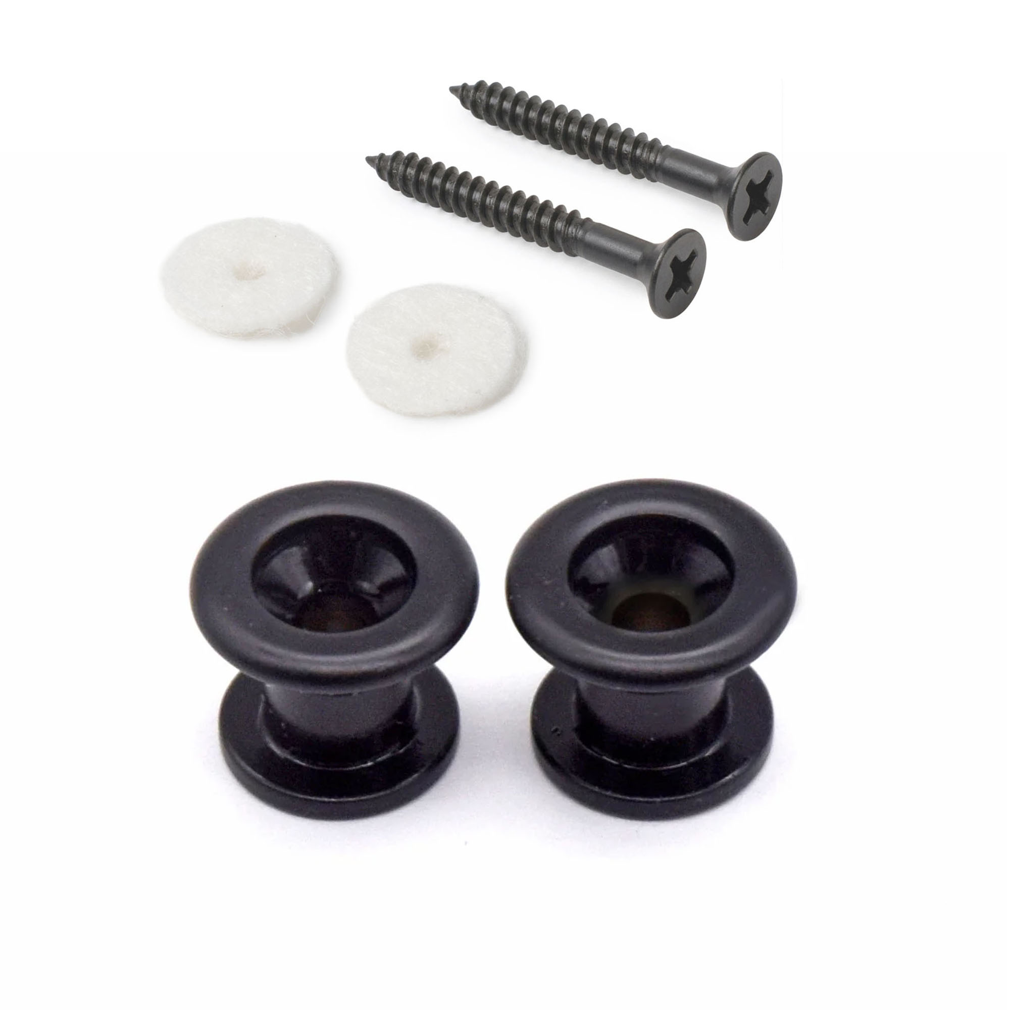 StewMac Long Strap Buttons, Black, Set of 2