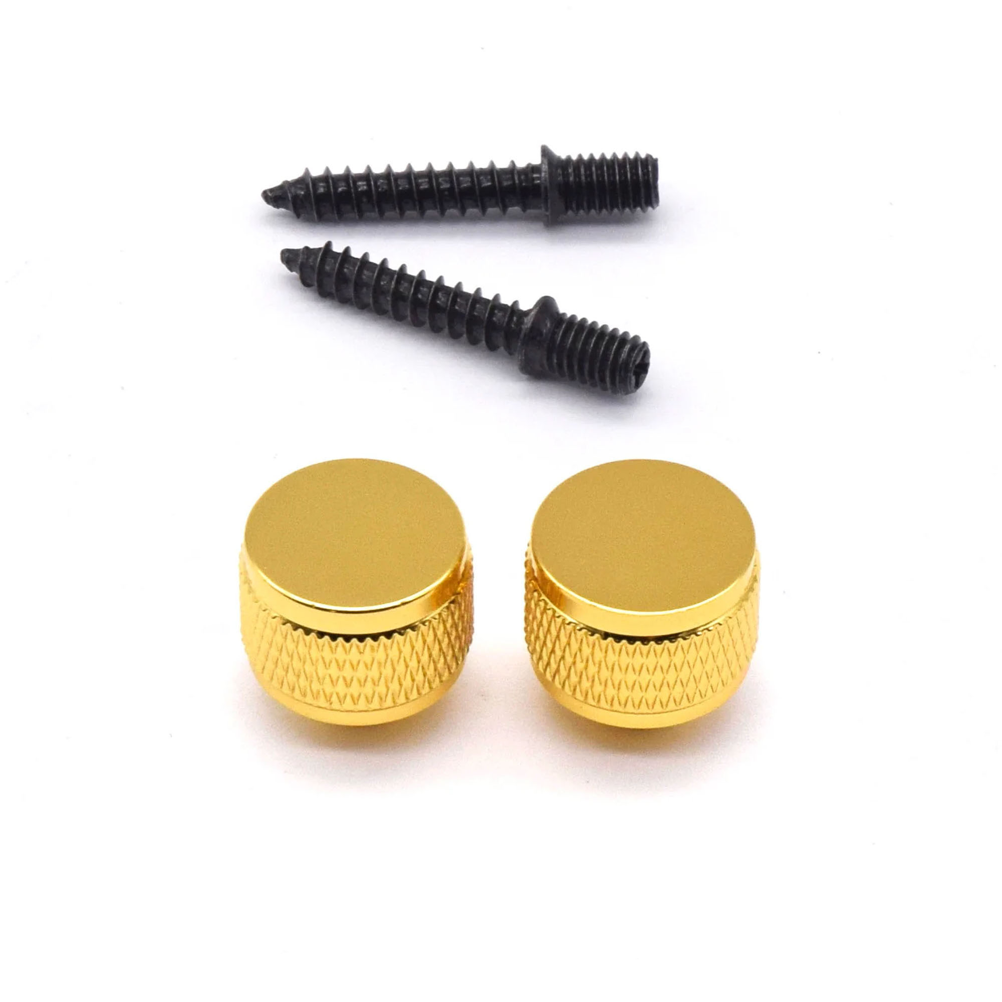 StewMac Knurled Strap Buttons, Gold, Set of 2