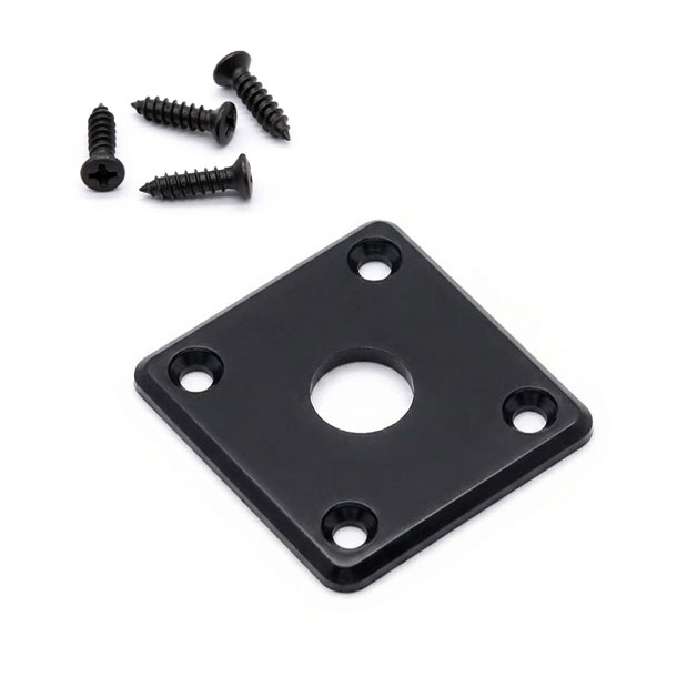 StewMac Plastic Jack Plate, Black, Flat