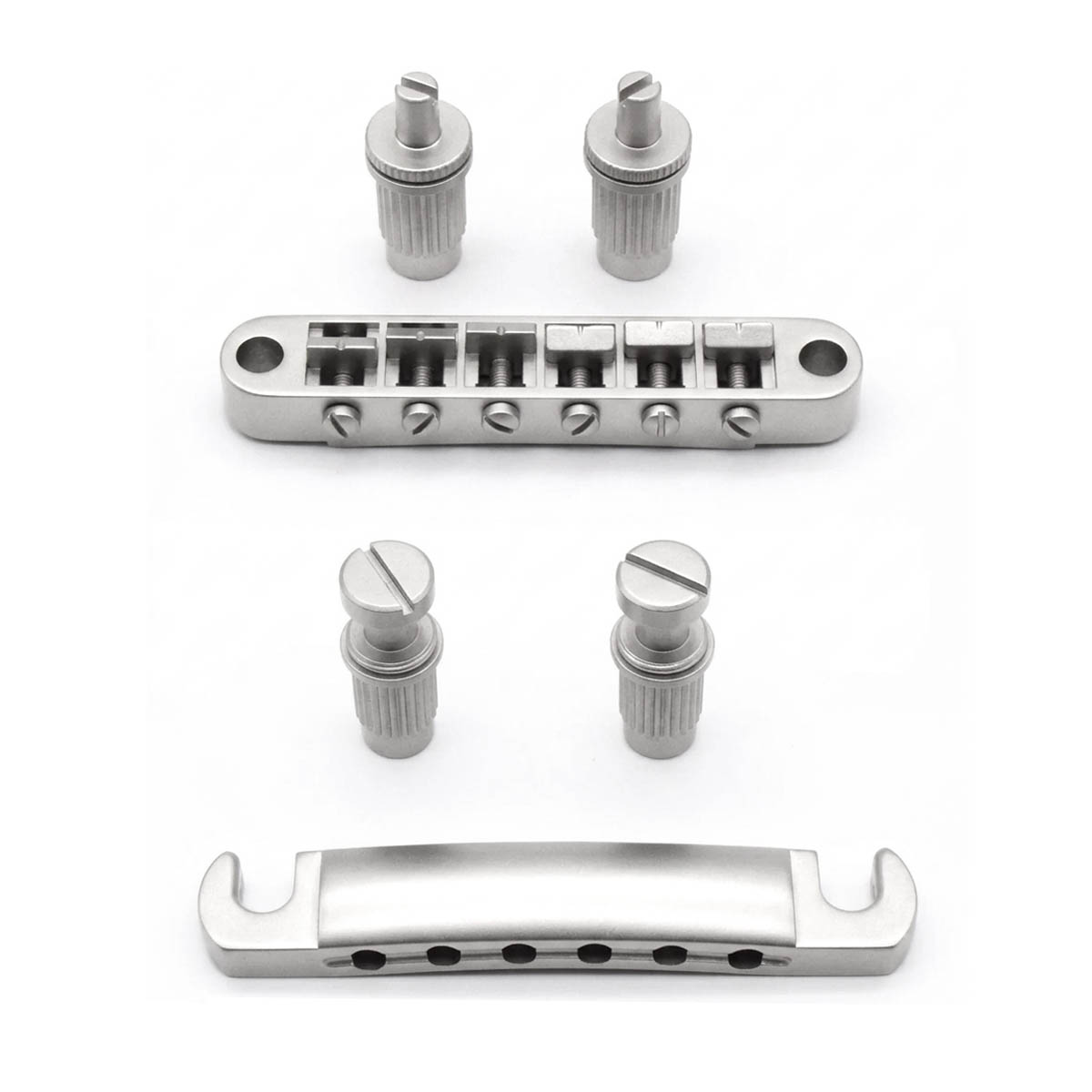 StewMac Tune-o-matic Bridge and Tailpiece, Satin Chrome