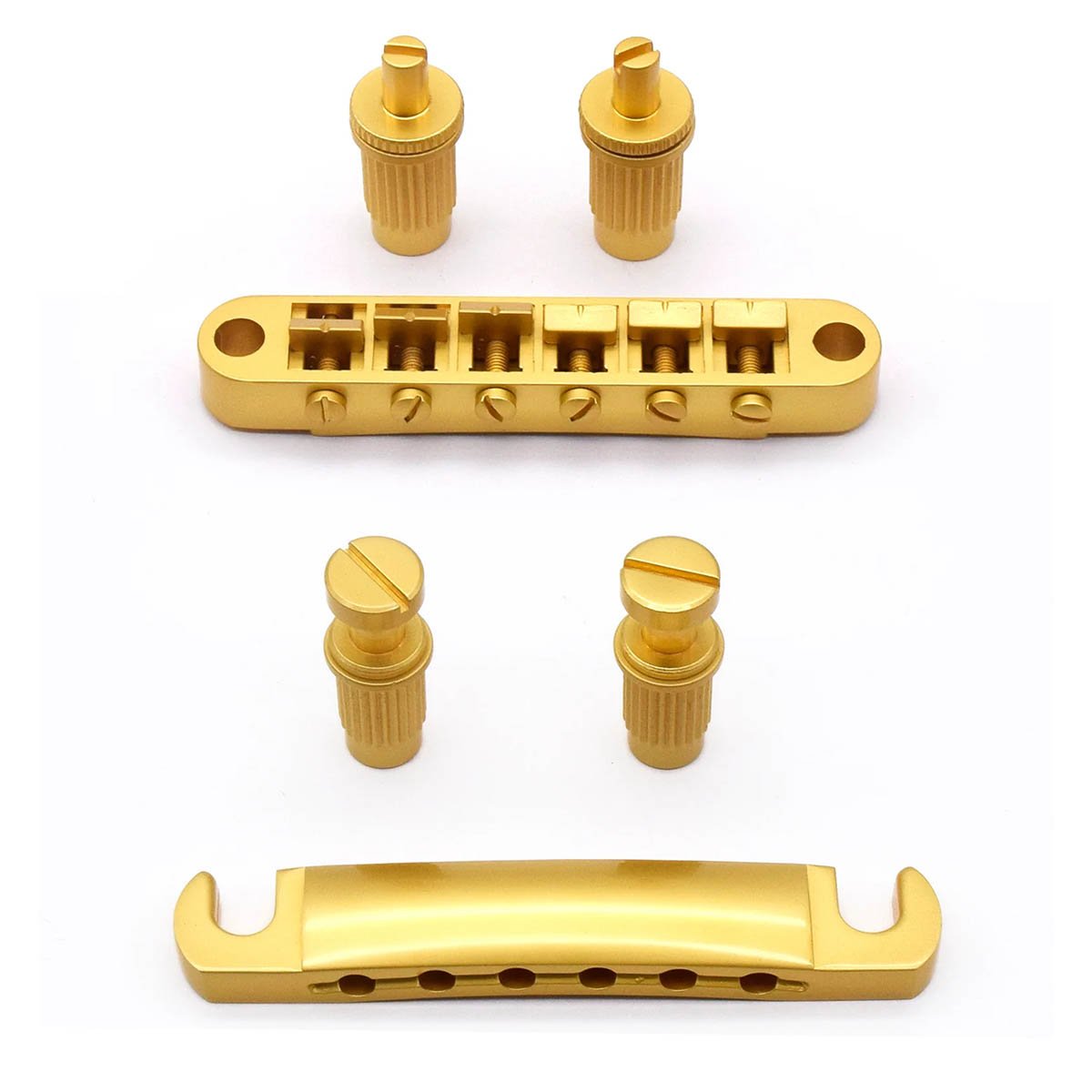 StewMac Tune-o-matic Bridge and Tailpiece, Satin Gold