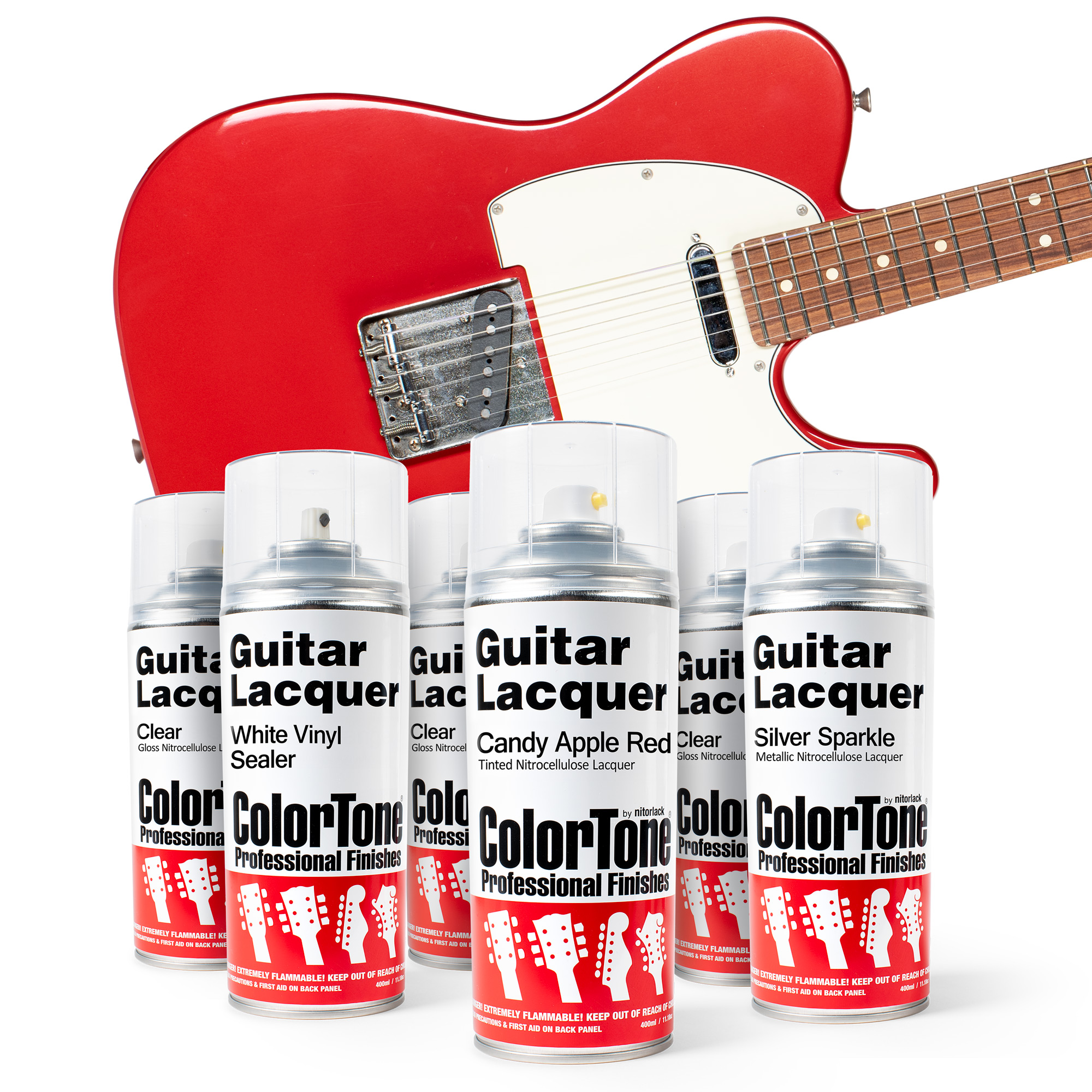 ColorTone Aerosol Finishing Set for Candy Apple Red, Silver Base