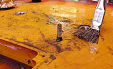 Mopping with naphtha