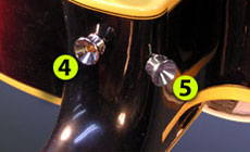 Strap button positions on the guitar neck 